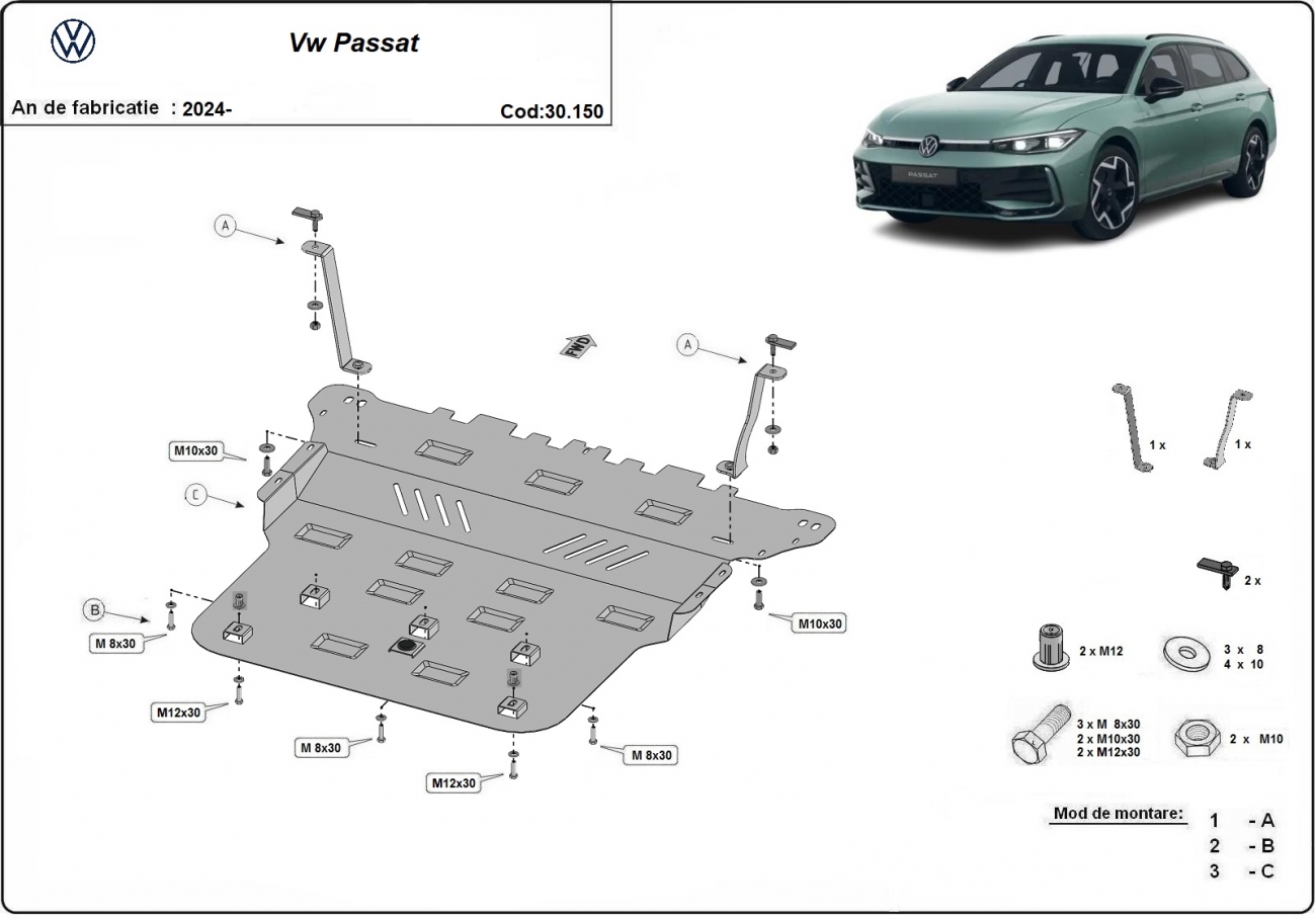 Skid plate Steel Engine+ | VW Passat (2024-2026) - 3