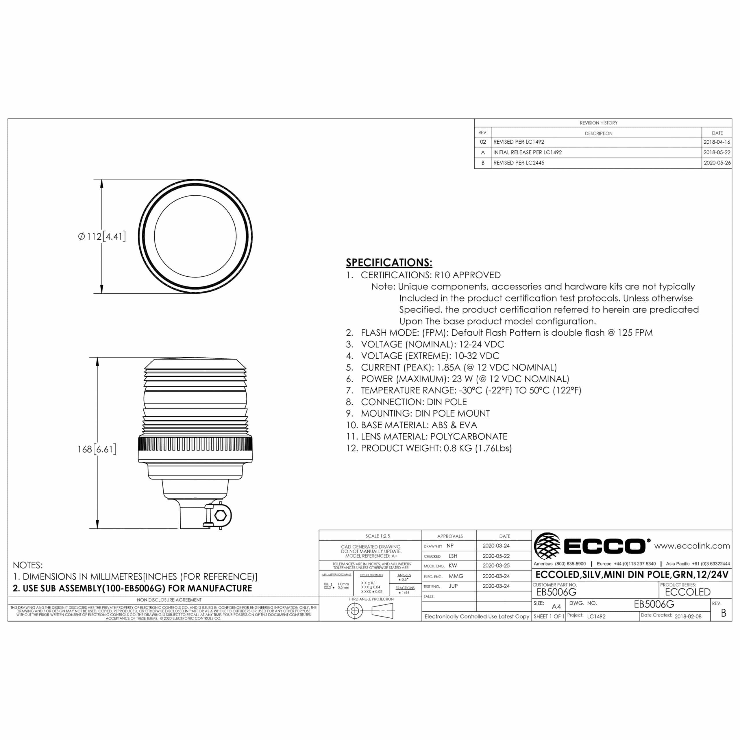 LED R65 Blinkende fyrtårn grøn | 12-24v | Mini DIN-flexi ECCOLED - 2