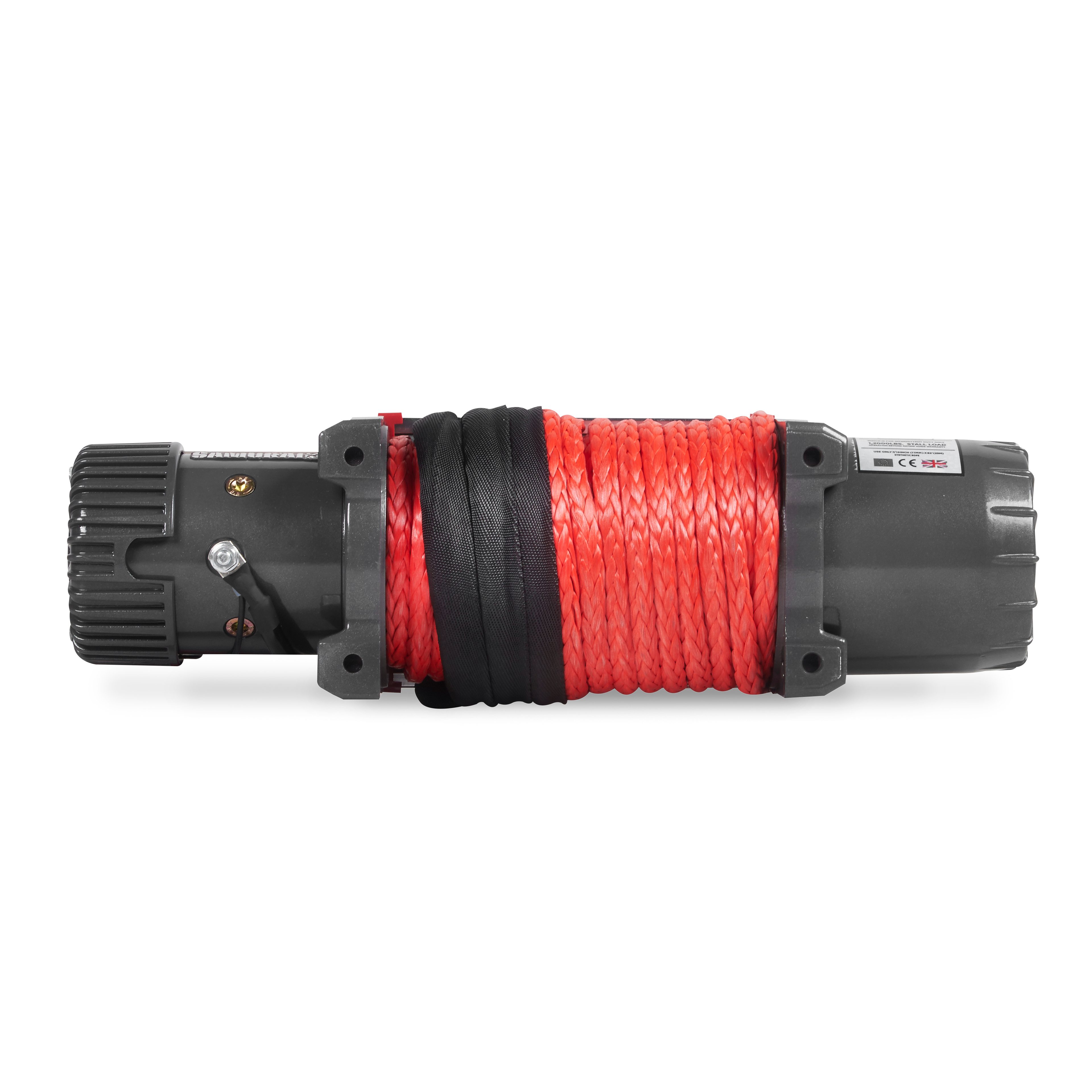 Warrior Winches Samurai 12000 vinssi, Armortek synteettiköysi, 12V - 13