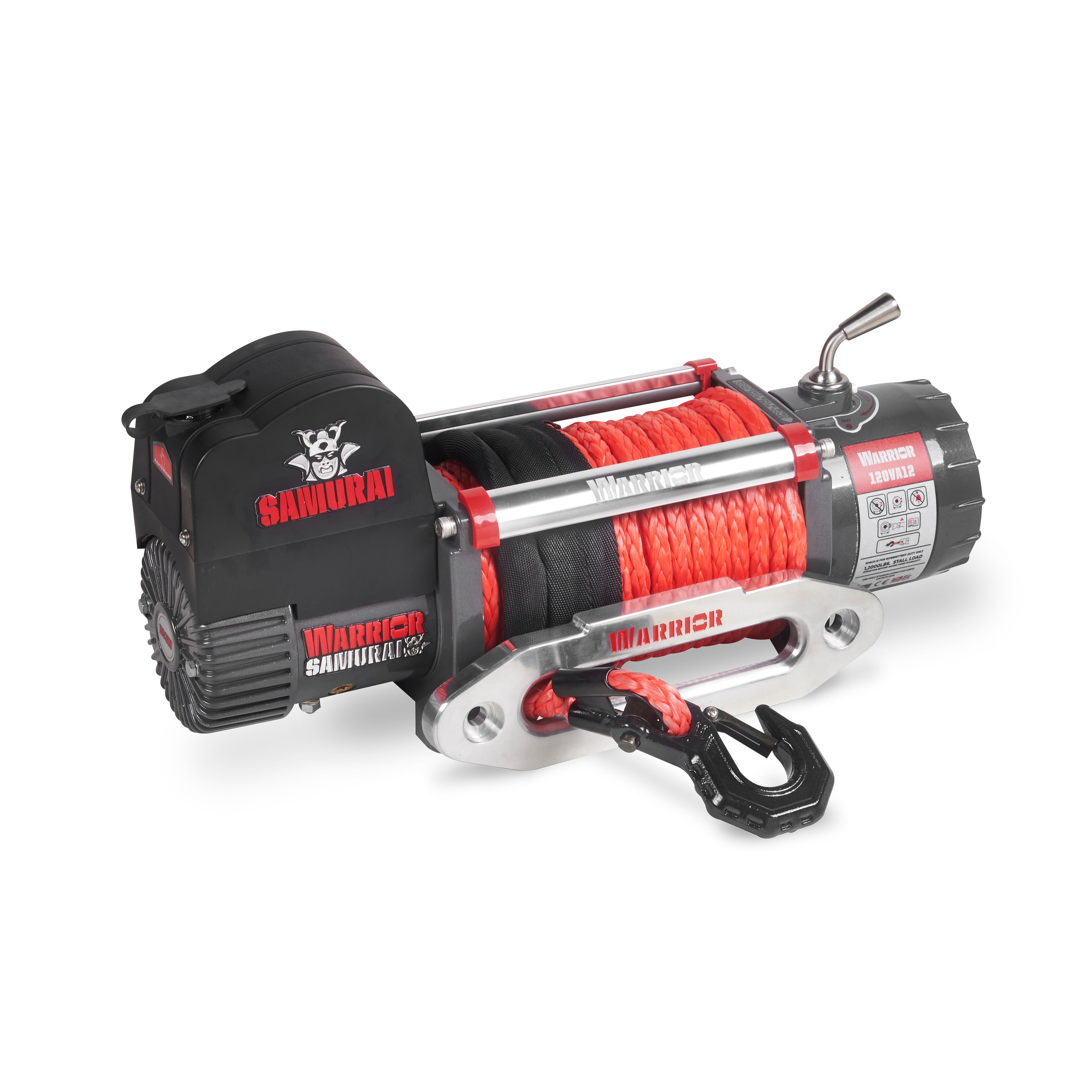 Warrior Winches Samurai 12000 vinssi, Armortek synteettiköysi, 12V - 5