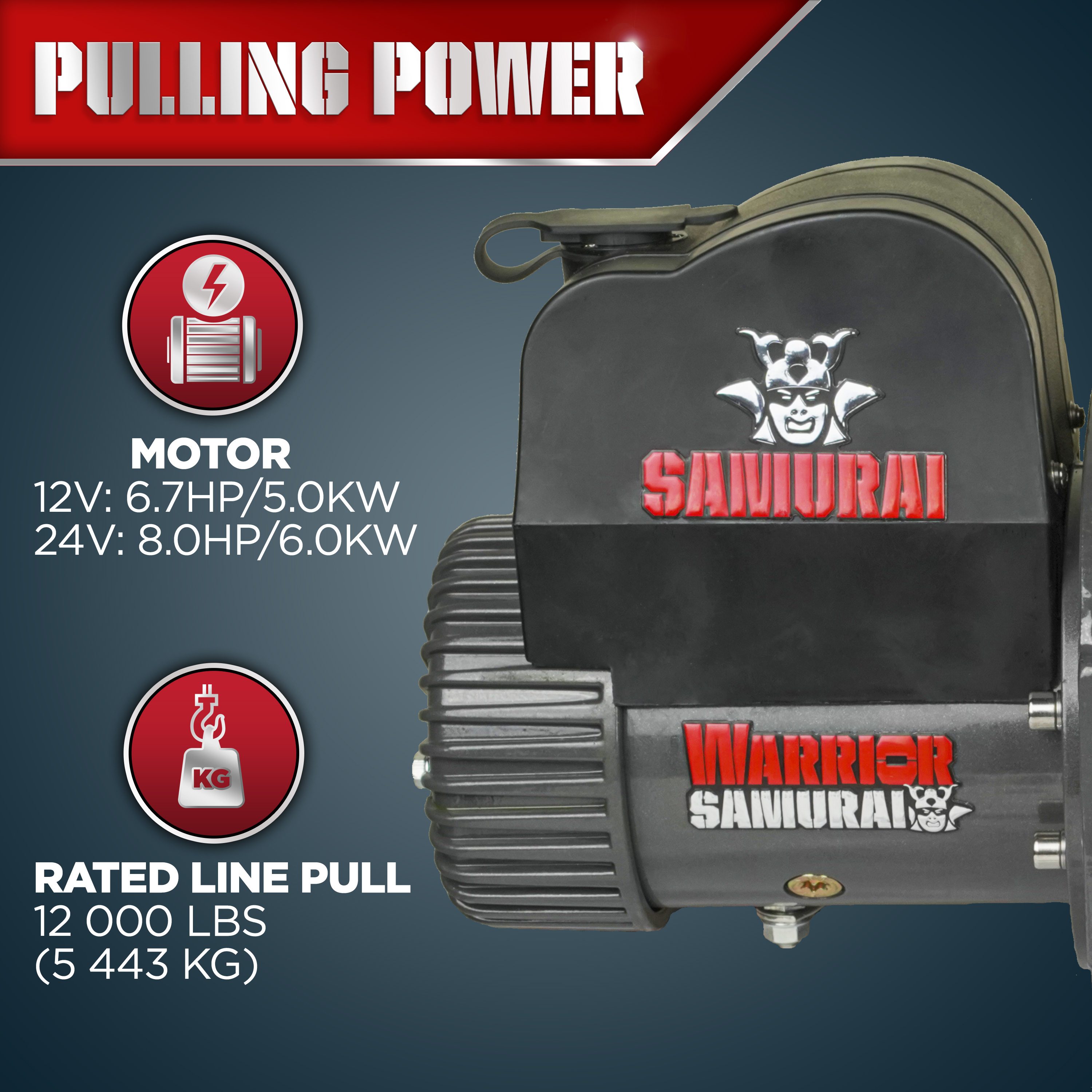 Vinsch Warrior Winches Samurai 12000 - Stålvajer 12V - 16