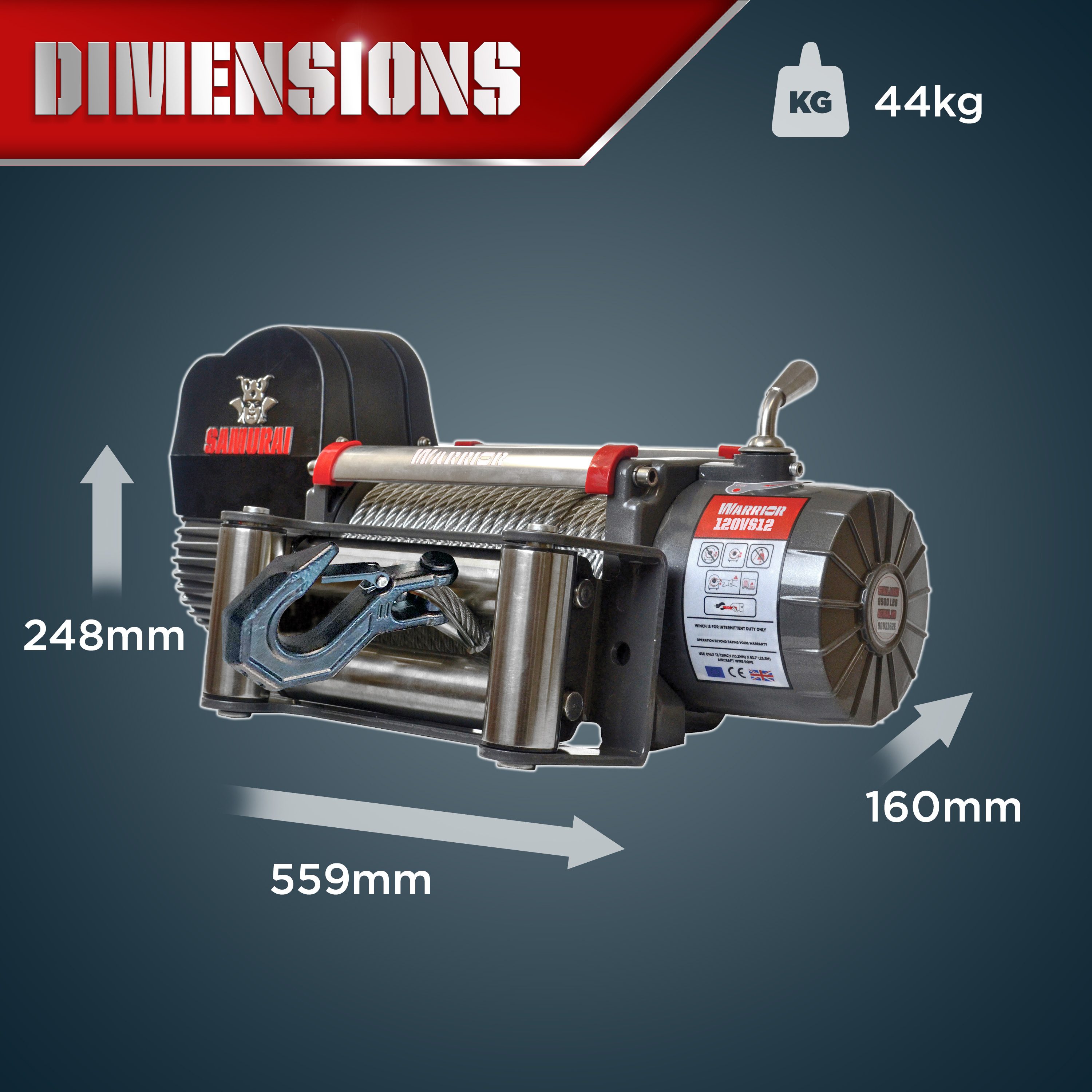 Vinsch Warrior Winches Samurai 12000 - Stålvajer 12V - 15