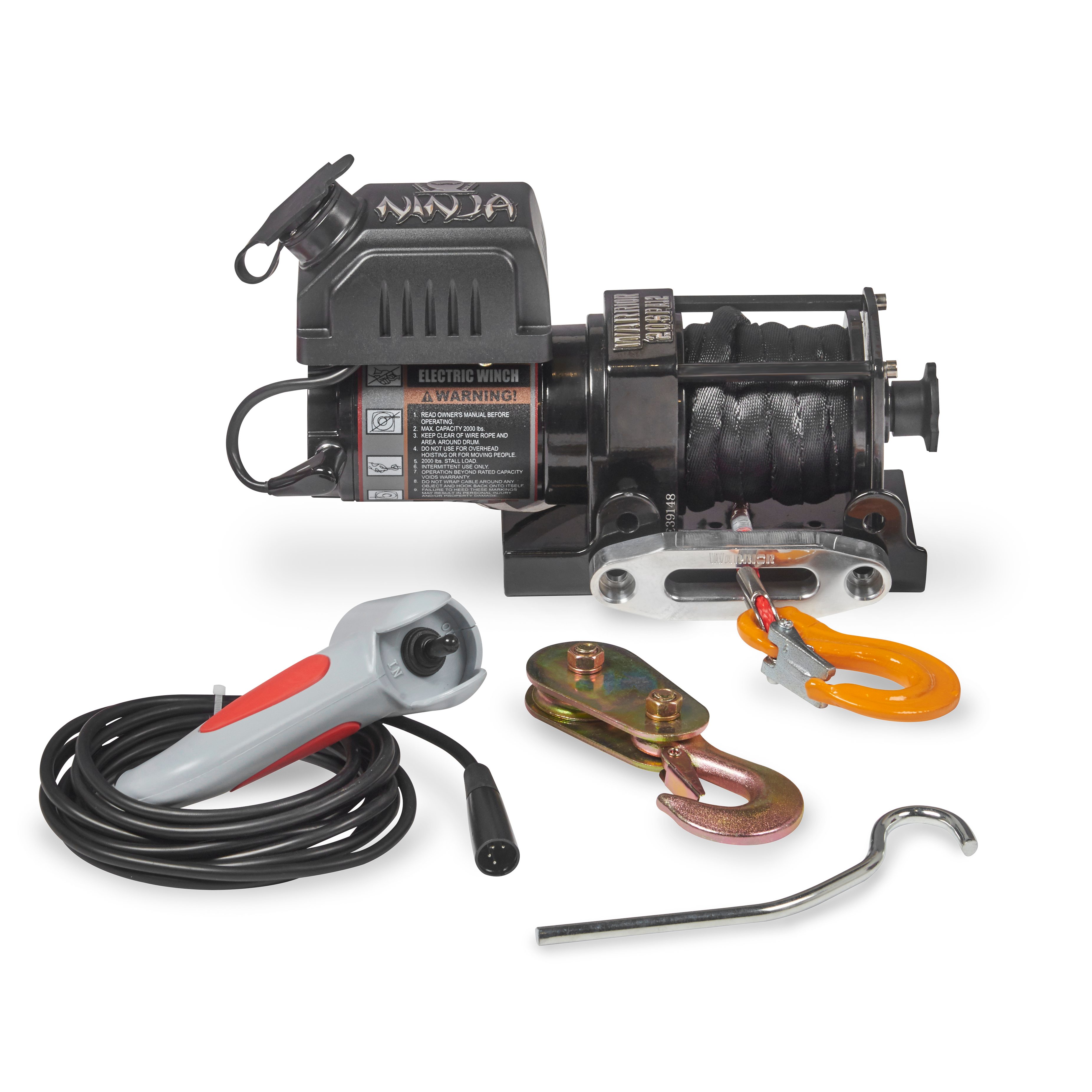 Warrior Winches Ninja 2000 Winch - Amortek Synthetic Rope 12V - 2