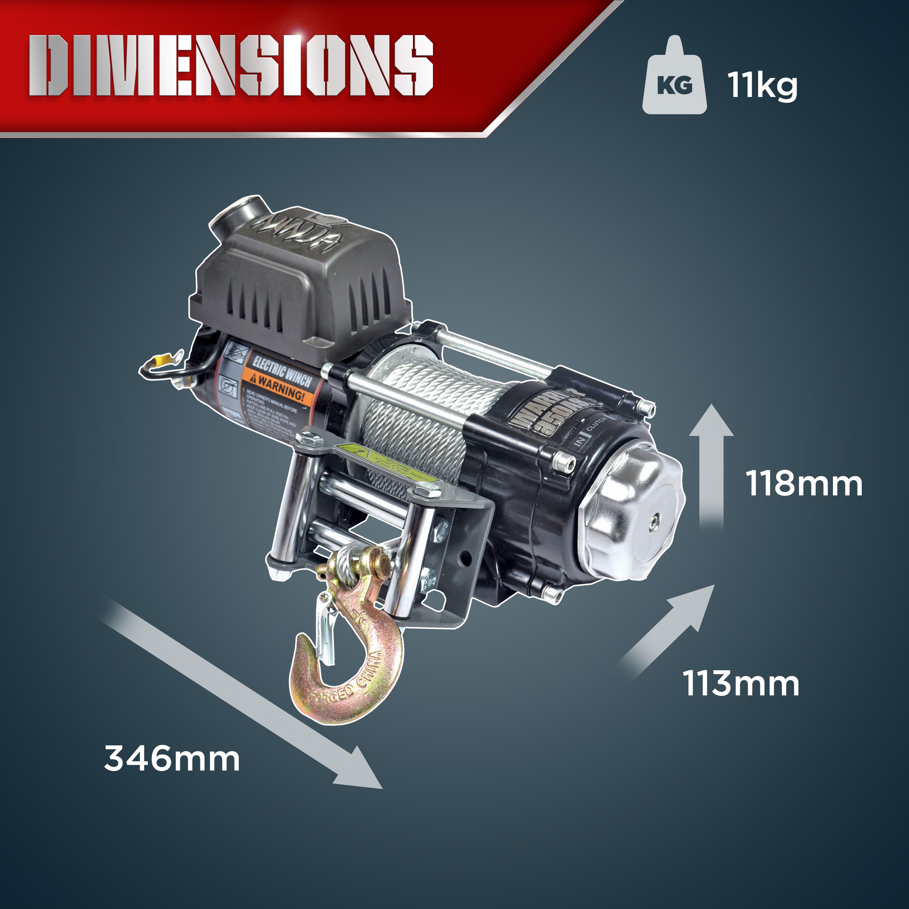 Vinsch Warrior Winches Ninja 3500 - Stålvajer 12V - 14