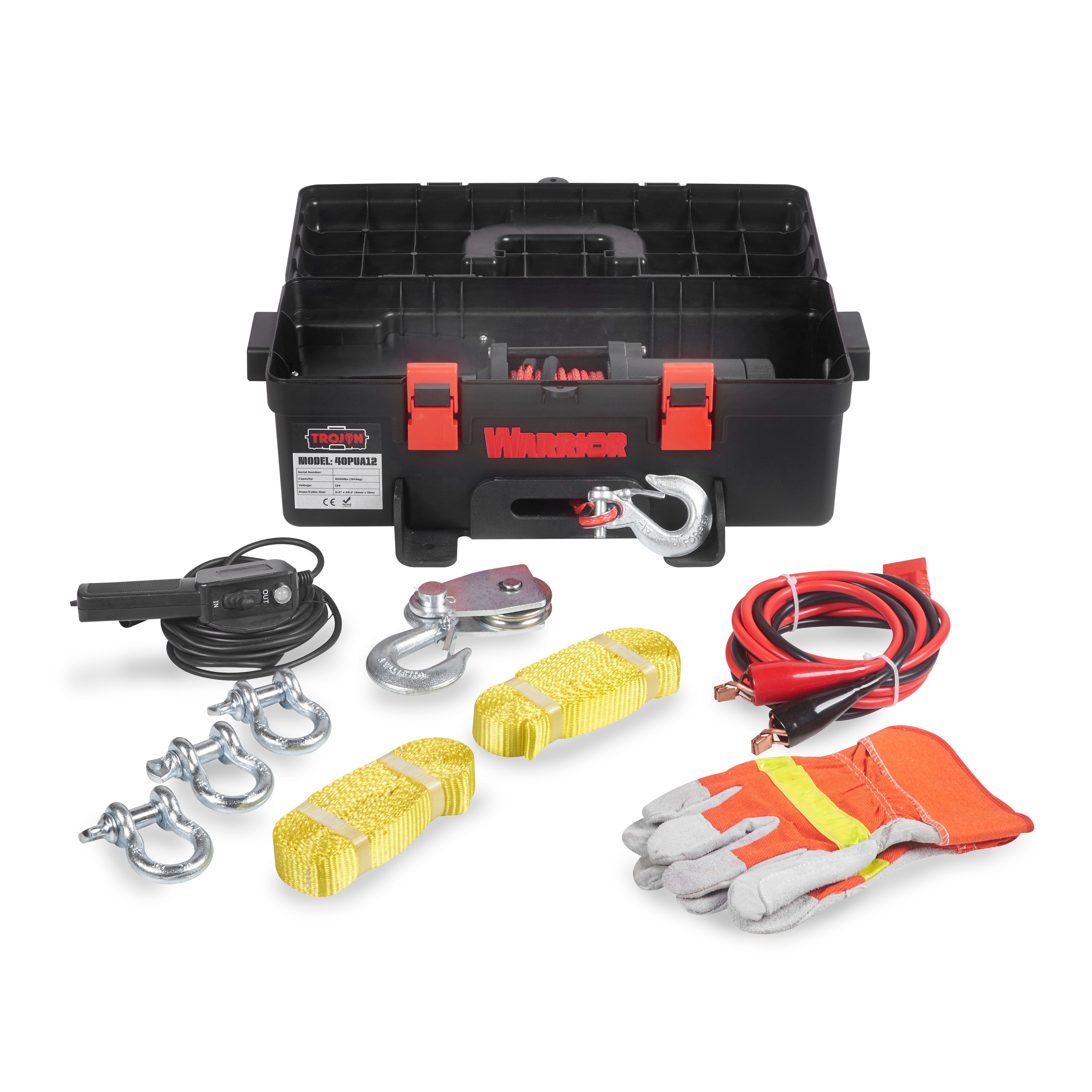 Portabel Vinsch Warrior Winches Trojan 4000 Portabel Vinsch – Syntetlina 12V - 2
