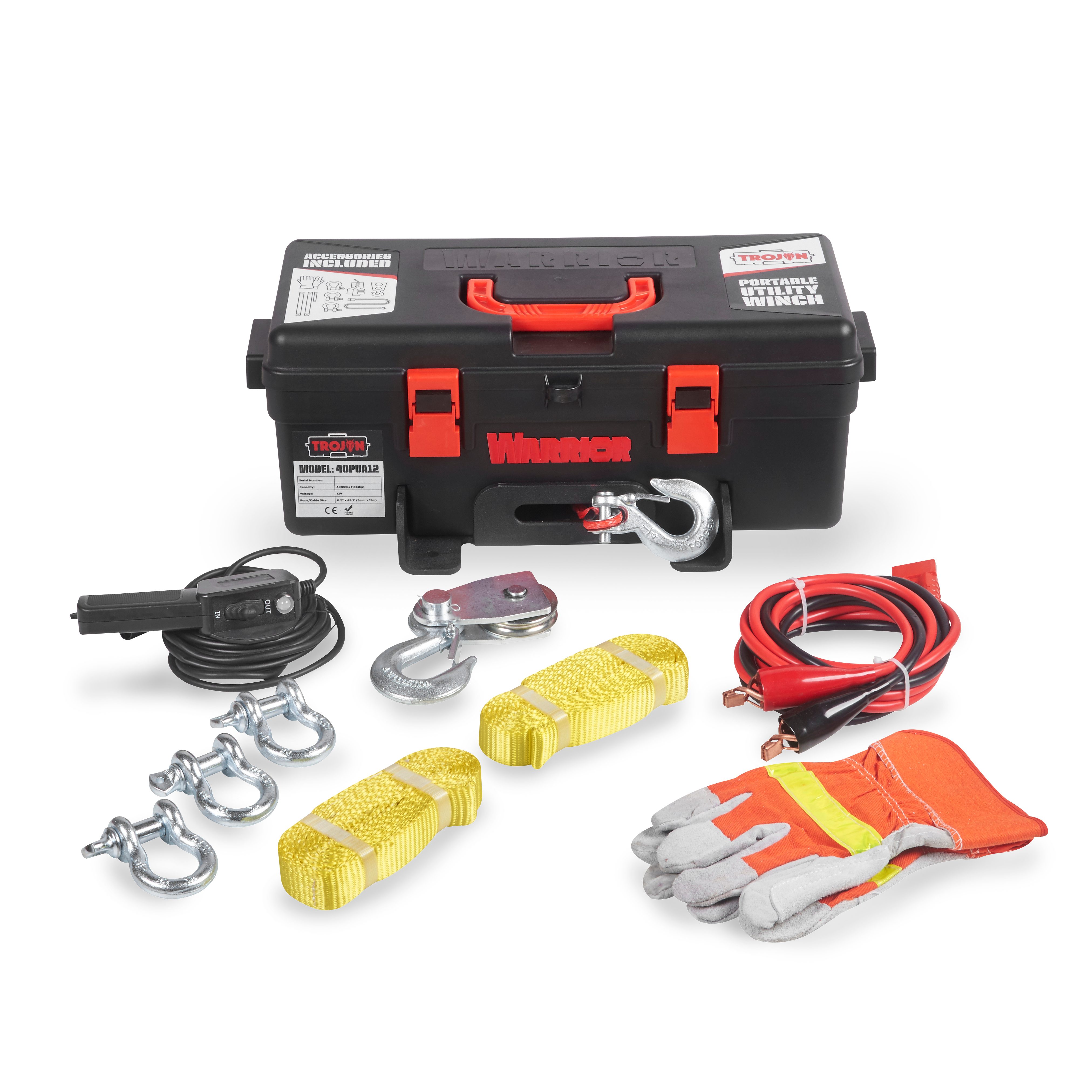 Portabel Vinsch Warrior Winches Trojan 4000 Portabel Vinsch – Syntetlina 12V - 3
