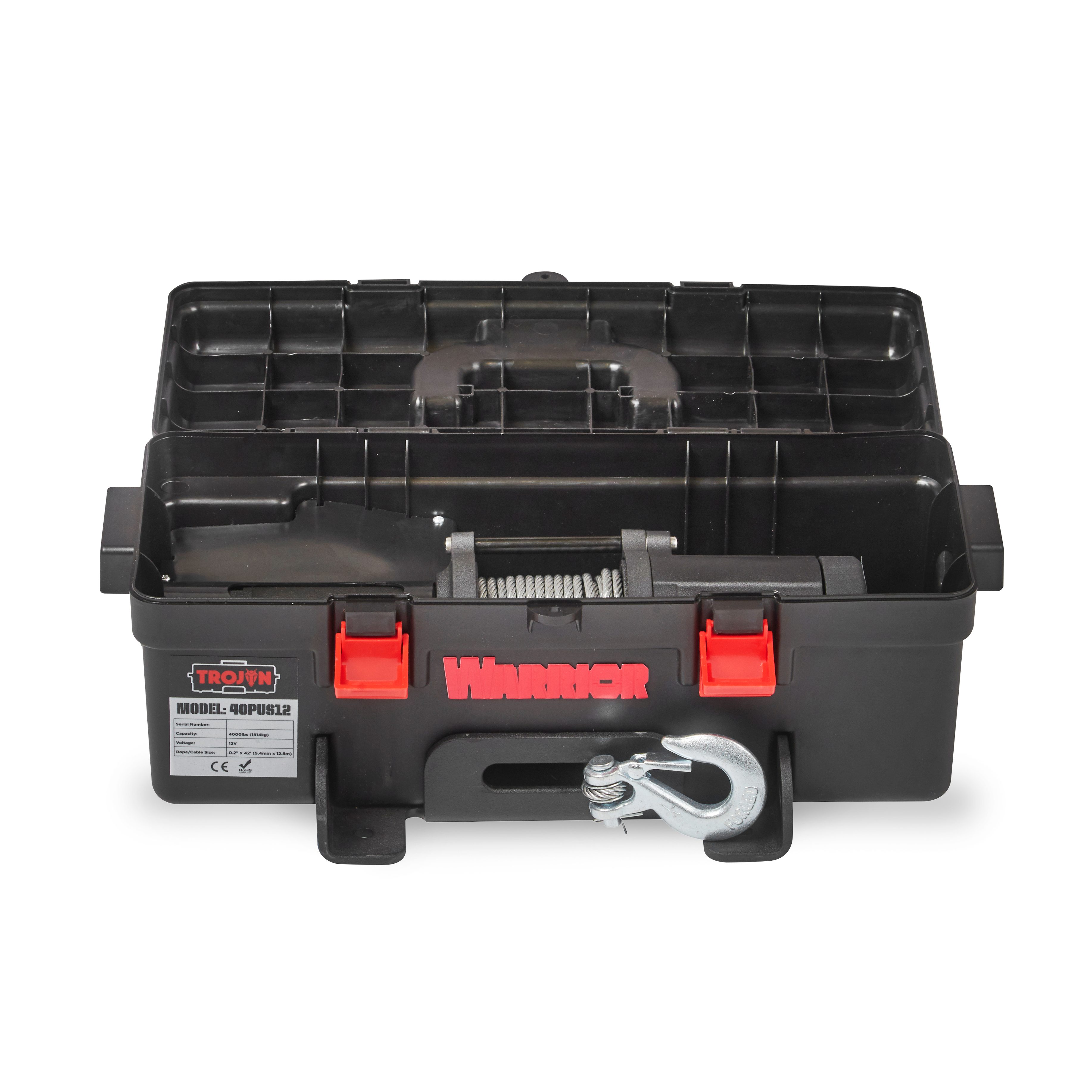 Portabel Vinsch Warrior Winches Trojan 4000 Portabel Vinsch - Stålvajer 12V - 5