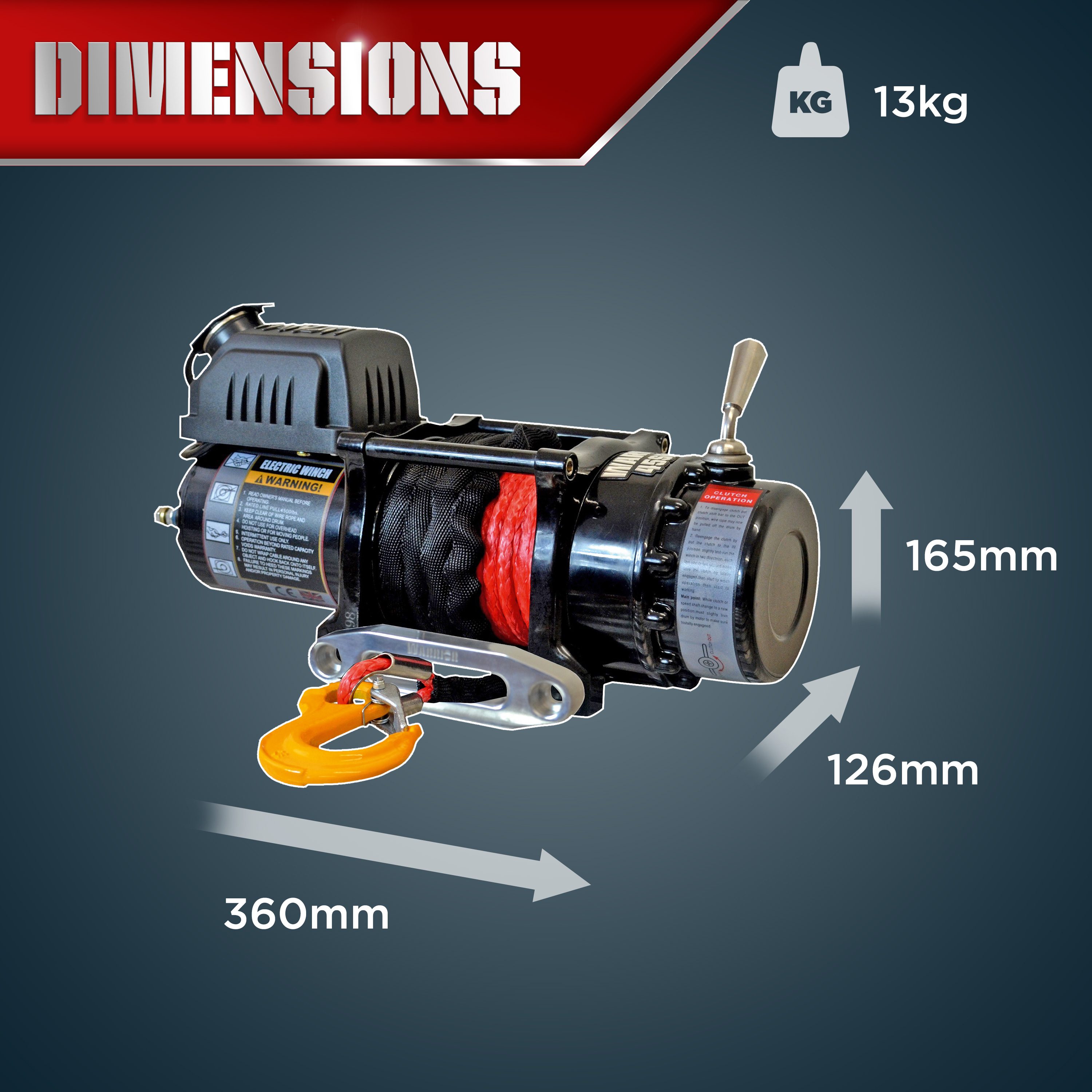 Vinssi Warrior Winches Ninja 4500 - Amortek synteettiköysi 12V - 8
