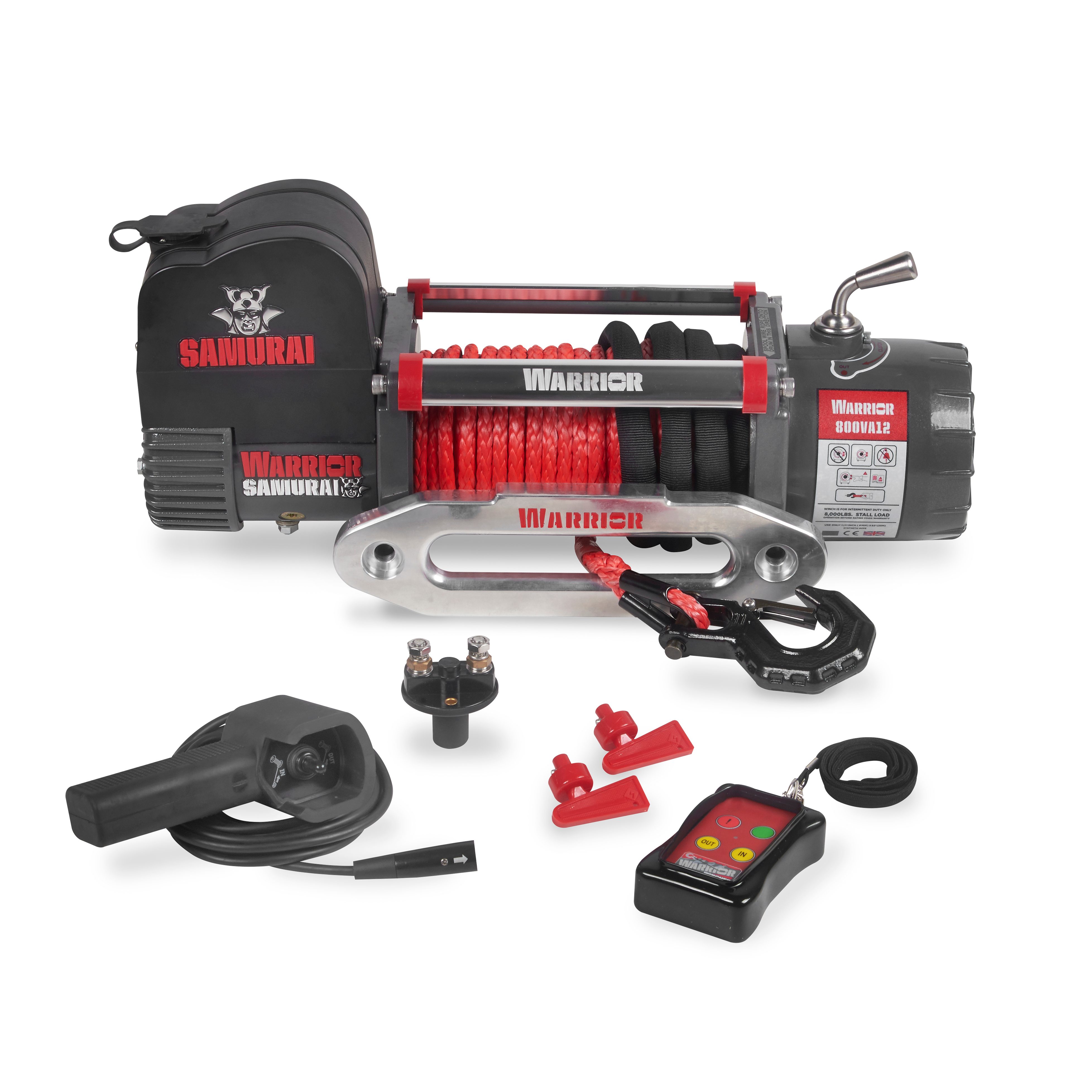Warrior Winches Samurai 8000 Winch - Armortek Synthetic Rope 12V - 2