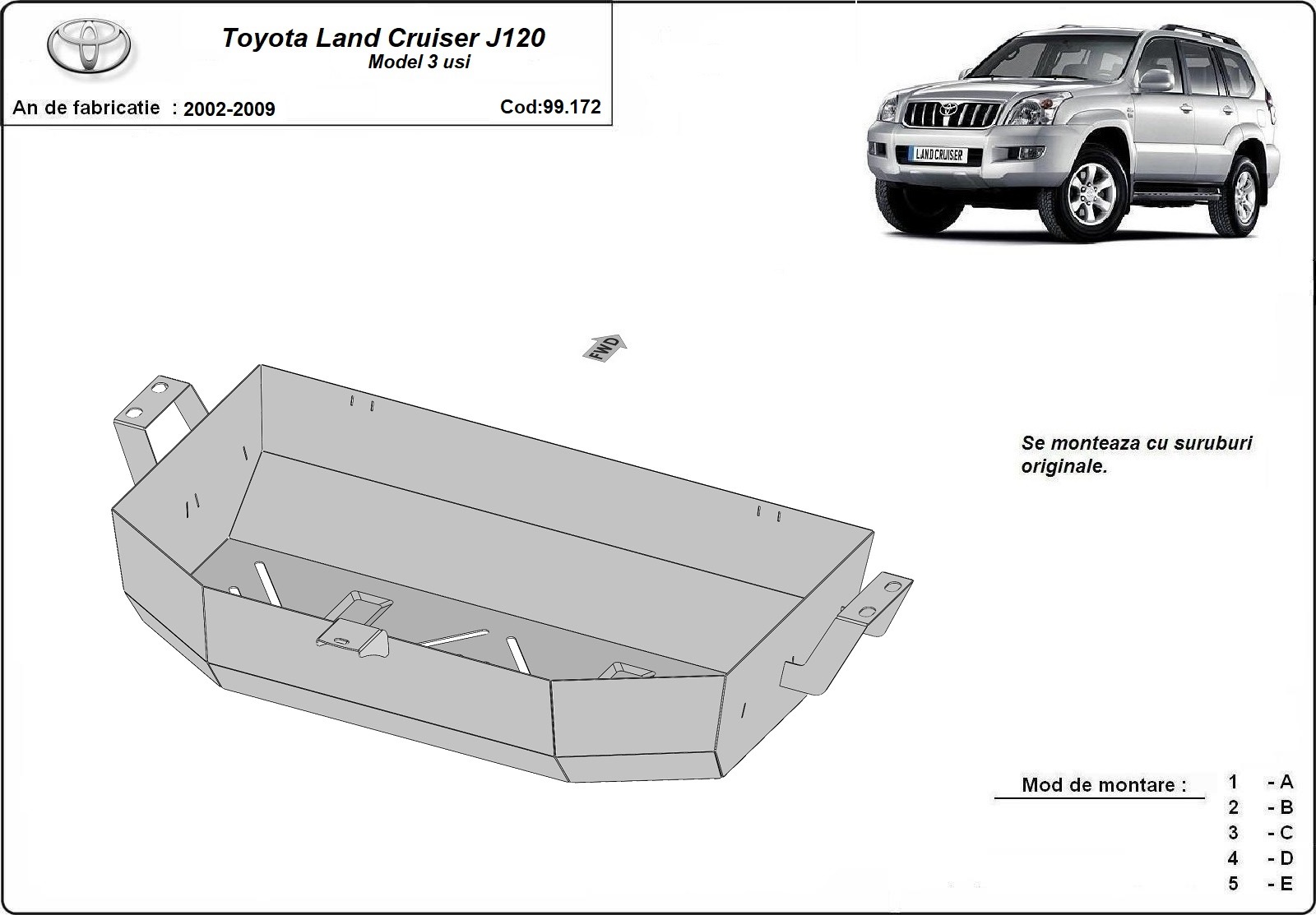 Skid Plate Acero Fuel Tank | Toyota Land Cruiser J120 - 3 Door (2002-2009) - 3