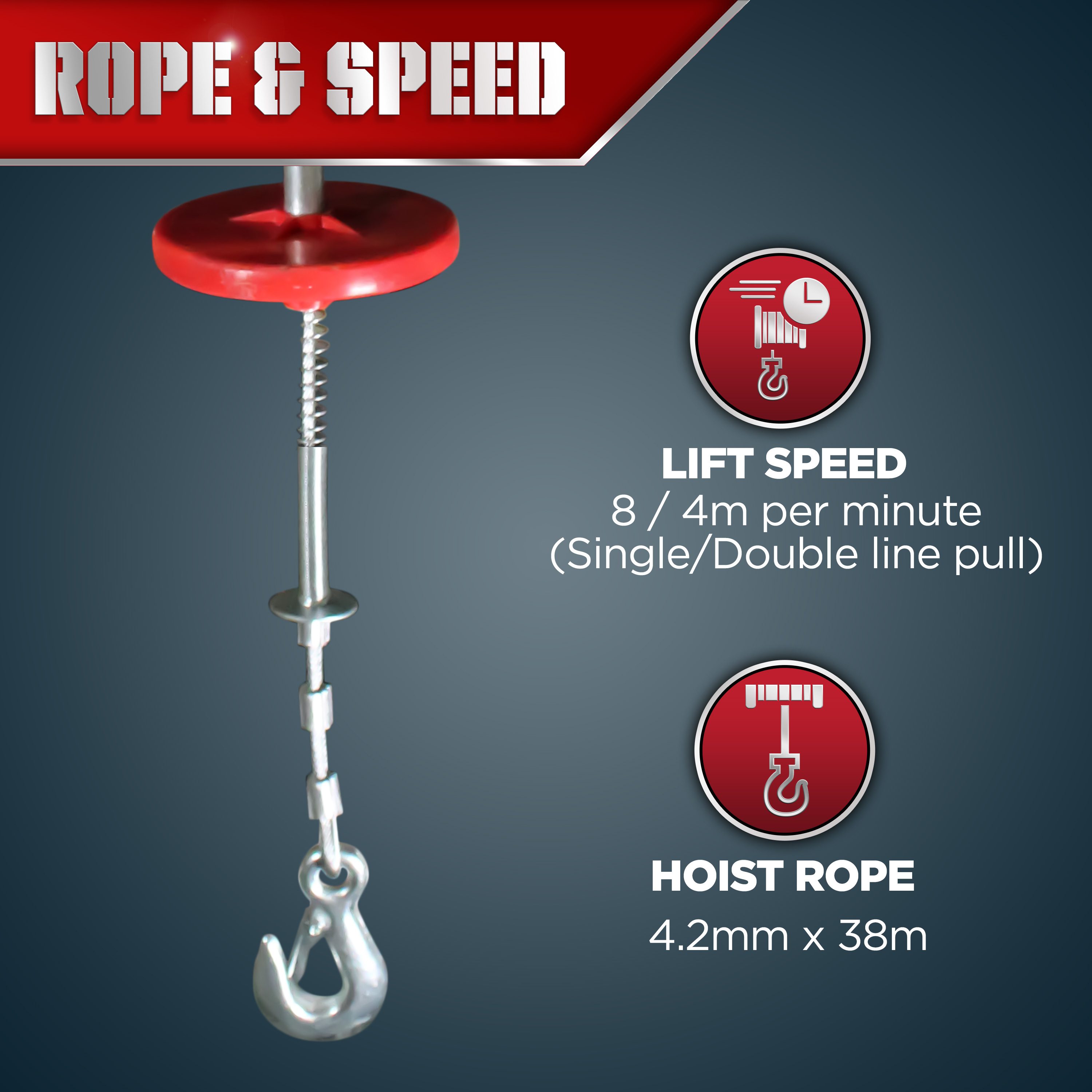 Byggvinsch Warrior Winches IP65 230V 500kg Utan trådlös fjärrkontroll - 2
