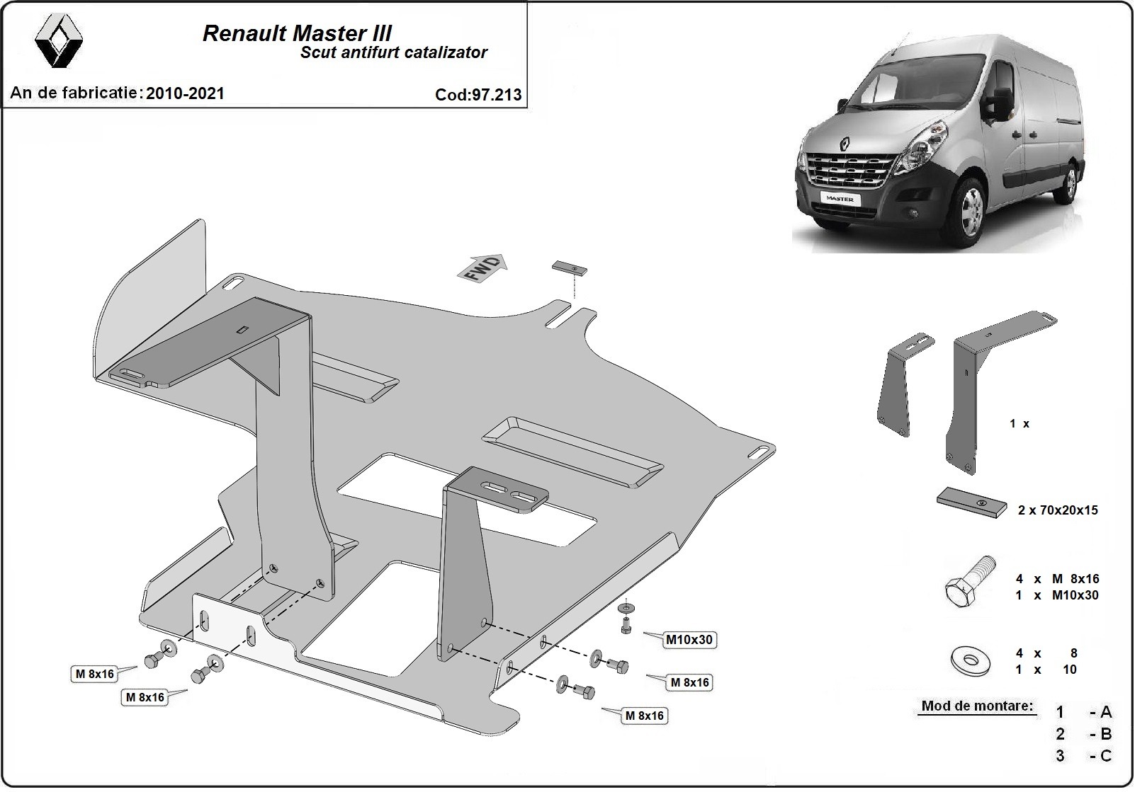 Skid Plate Acero Catalytic Converter | Renault Master (2010-2021) - 3