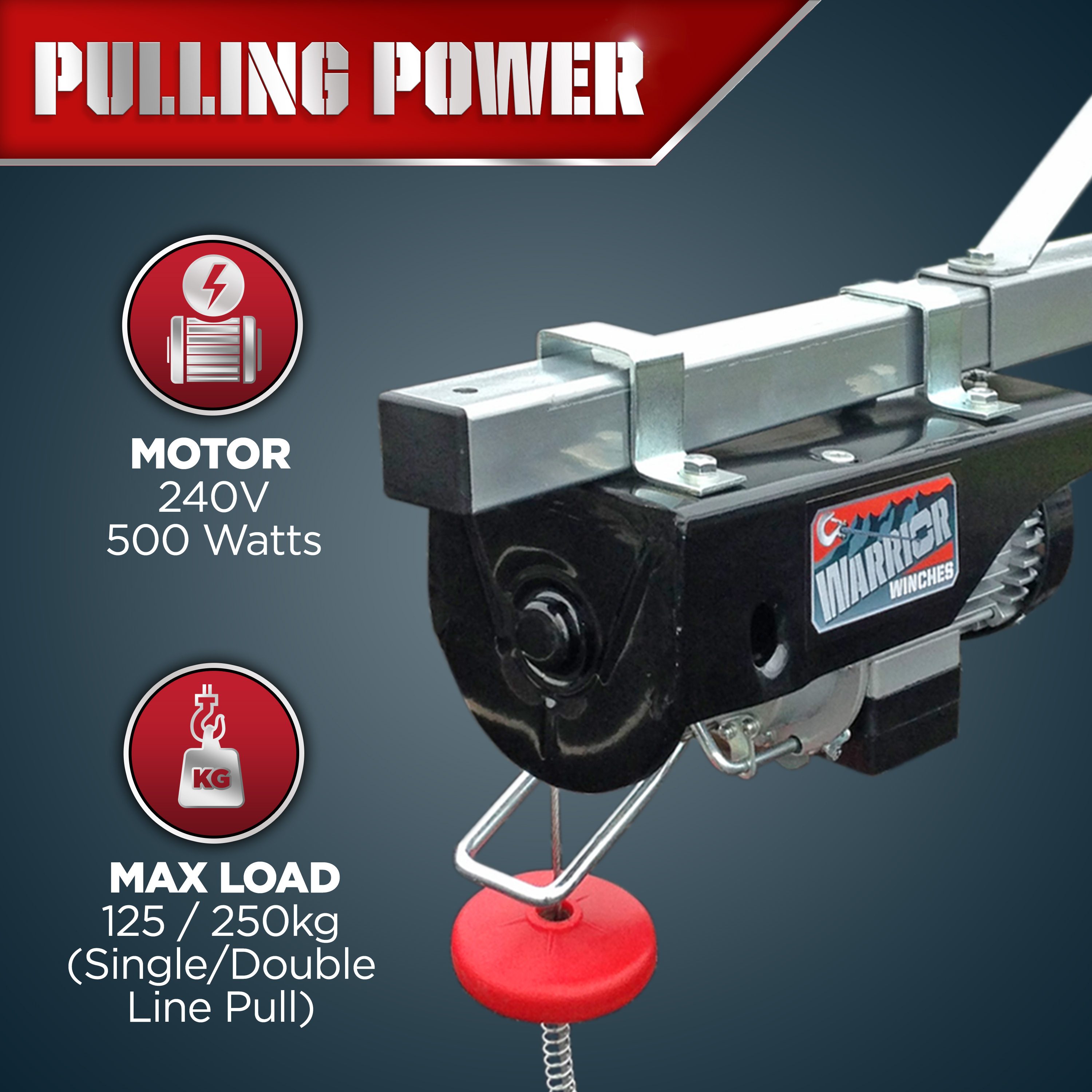 Electric Lifting Winch Warrior Winches 250kg IP54 - 230V - 9