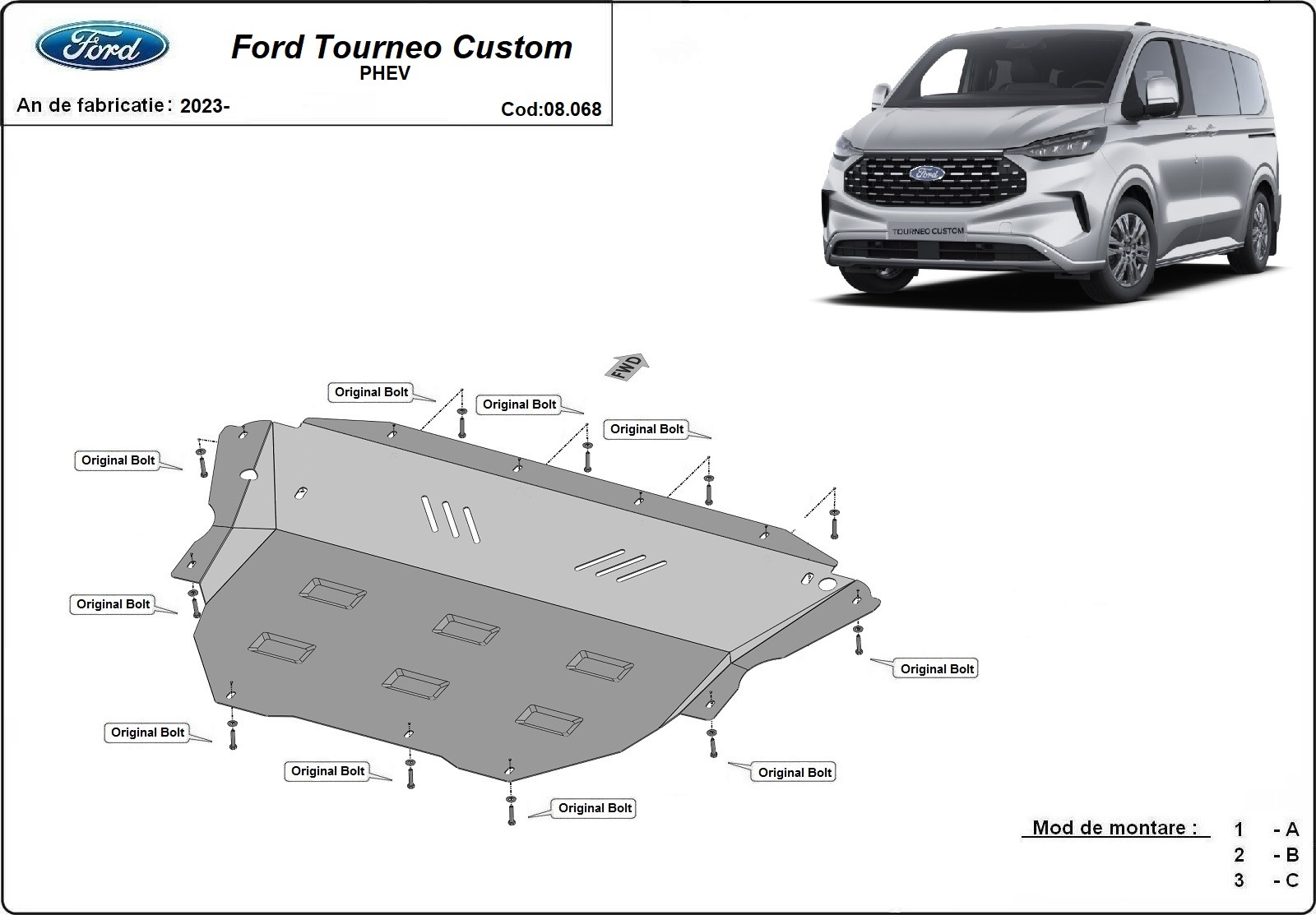Skid Plate Acier Moteur+ | Ford Tourneo Custom PHEV (2023-2026) - 3