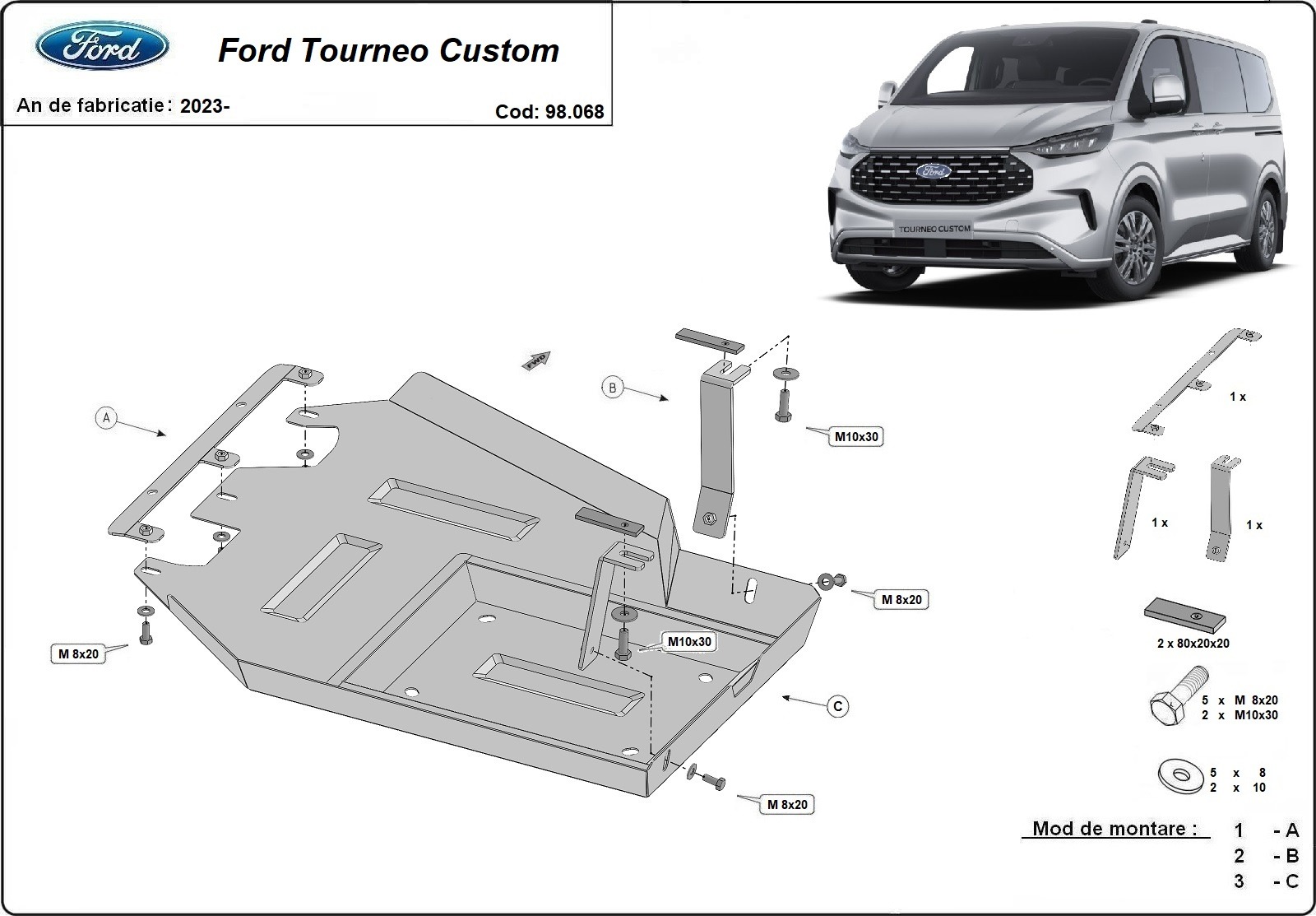 Skid Plate Steel AdBlue | Ford Tourneo Custom (2023-2026) - 3