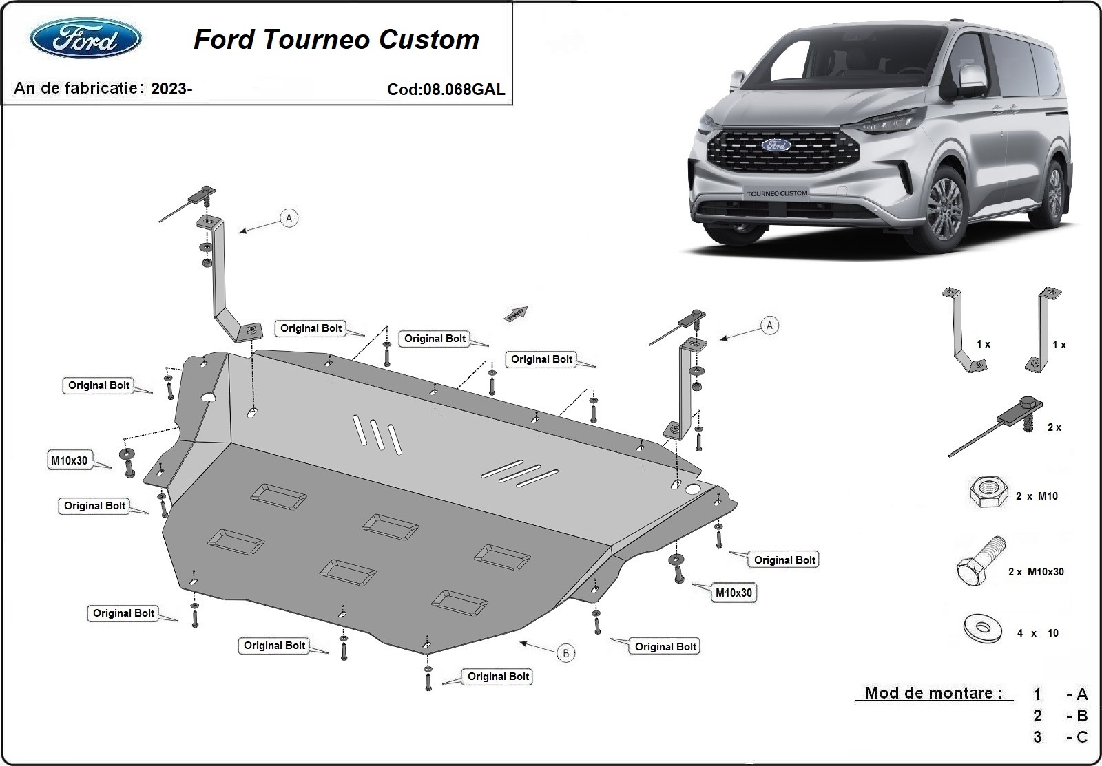 Stalowa osłona podwozia silnika+ | Ford Tourneo Custom (2023-2026) - 3