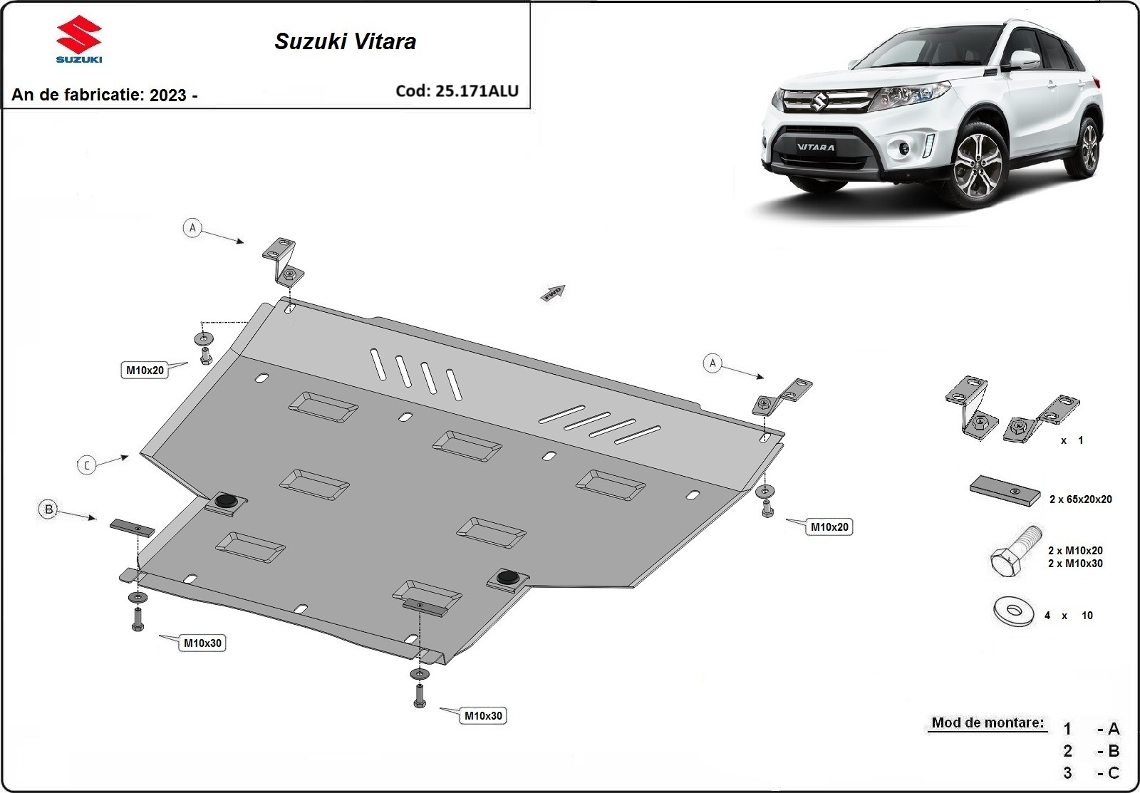 Aluminiowa osłona podwozia silnika+ | Suzuki Vitara - Package (2023-2026) - 3