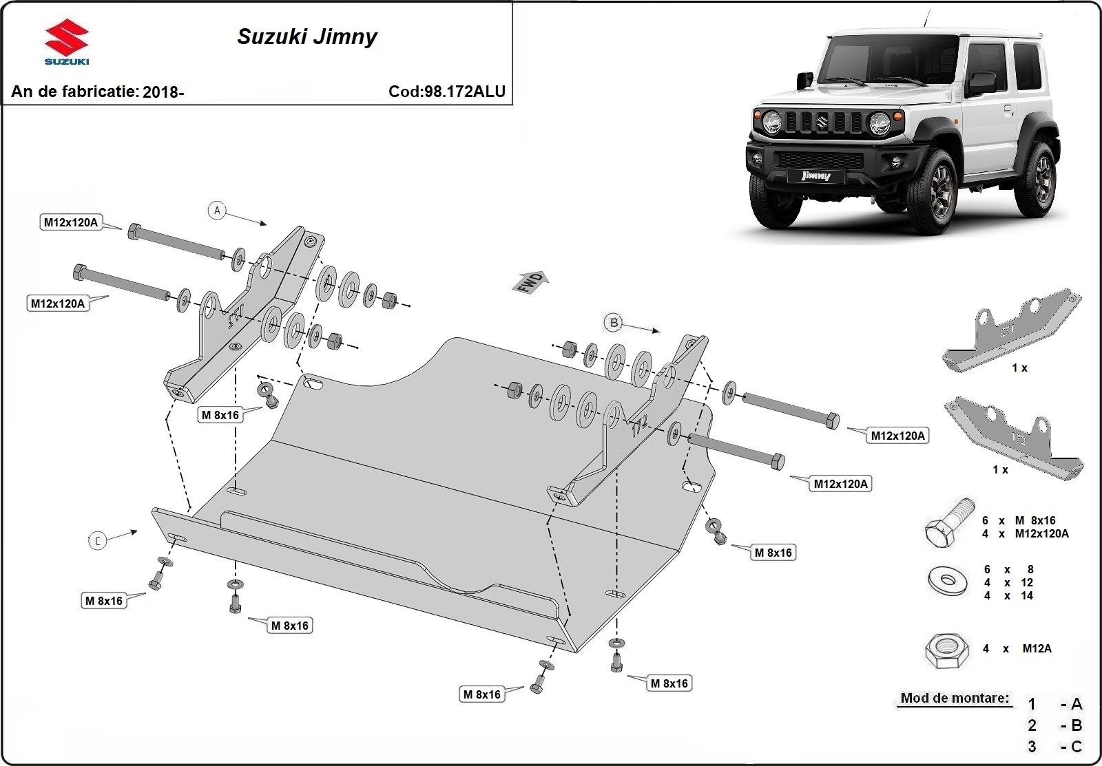 Skid Plate Aluminium Motor+ | Suzuki Jimny (2018-2026) - 3