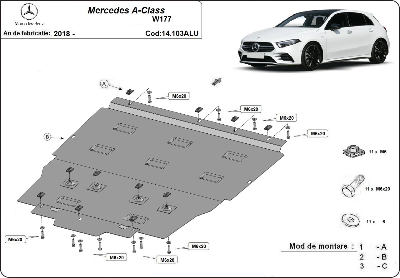 Skid Plate Alluminio Motore+ | Mercedes A-Class (2018-2026) - 3