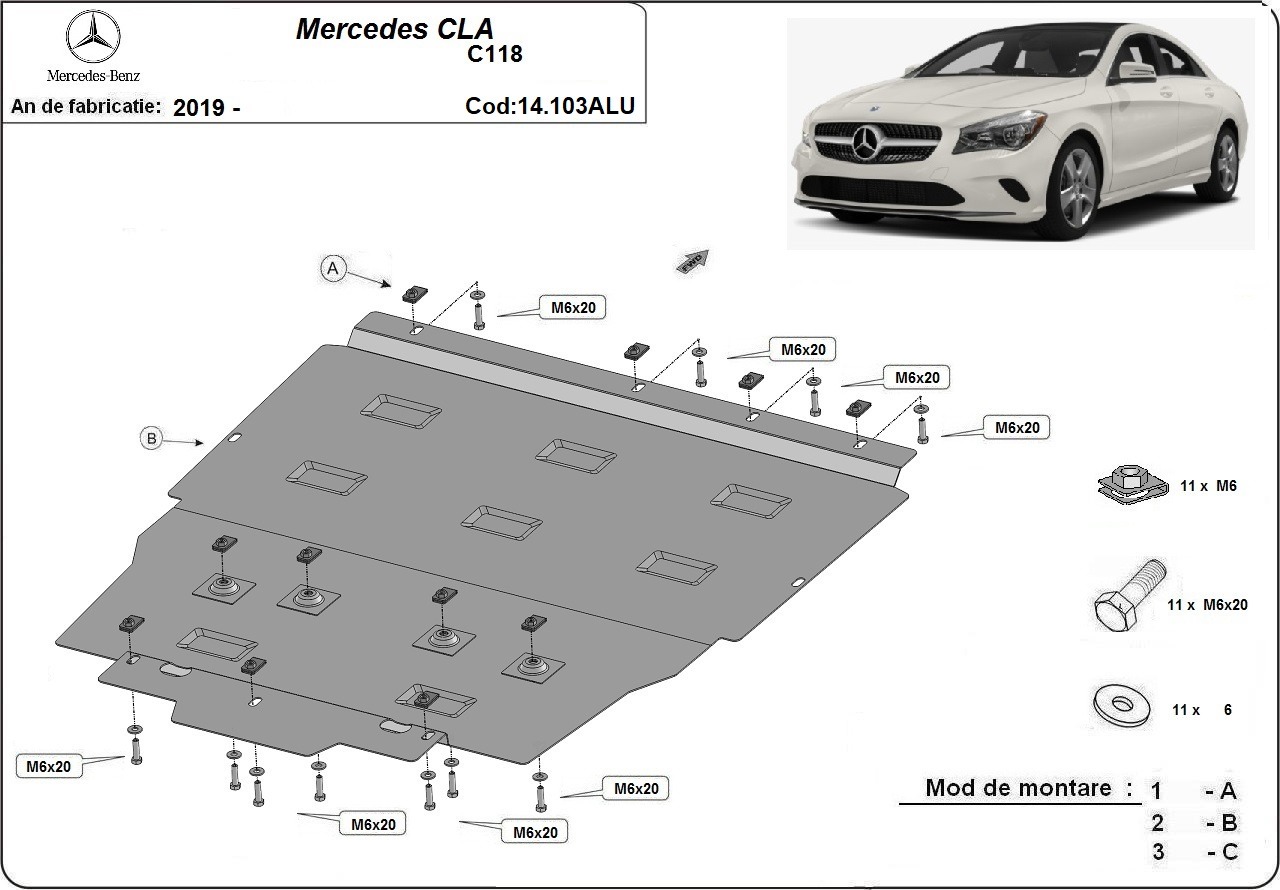 Skid Plate Aluminium Engine+ | Mercedes CLA (2019-2026) - 3