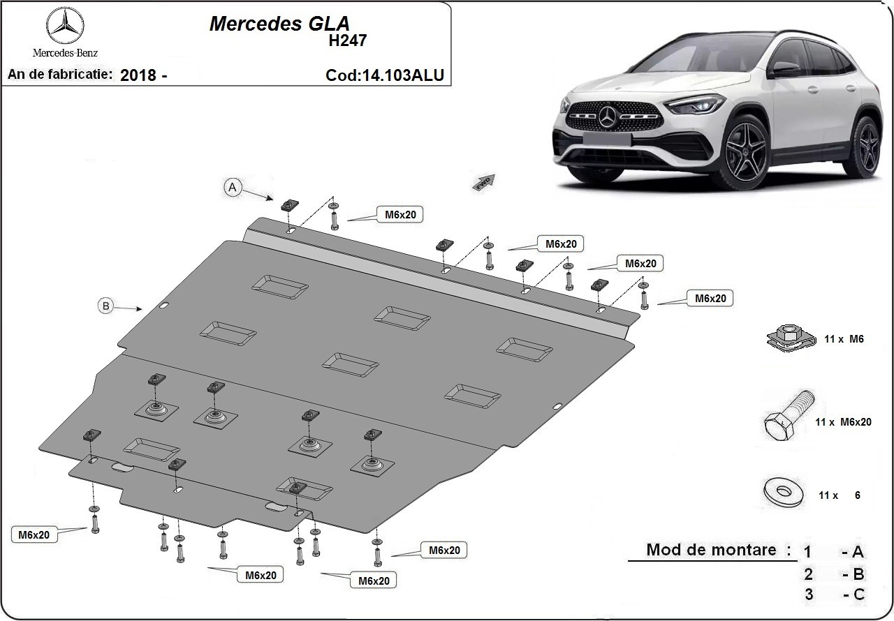Skid Plate Aluminio Motor+ | Mercedes GLA (2018-2026) - 3