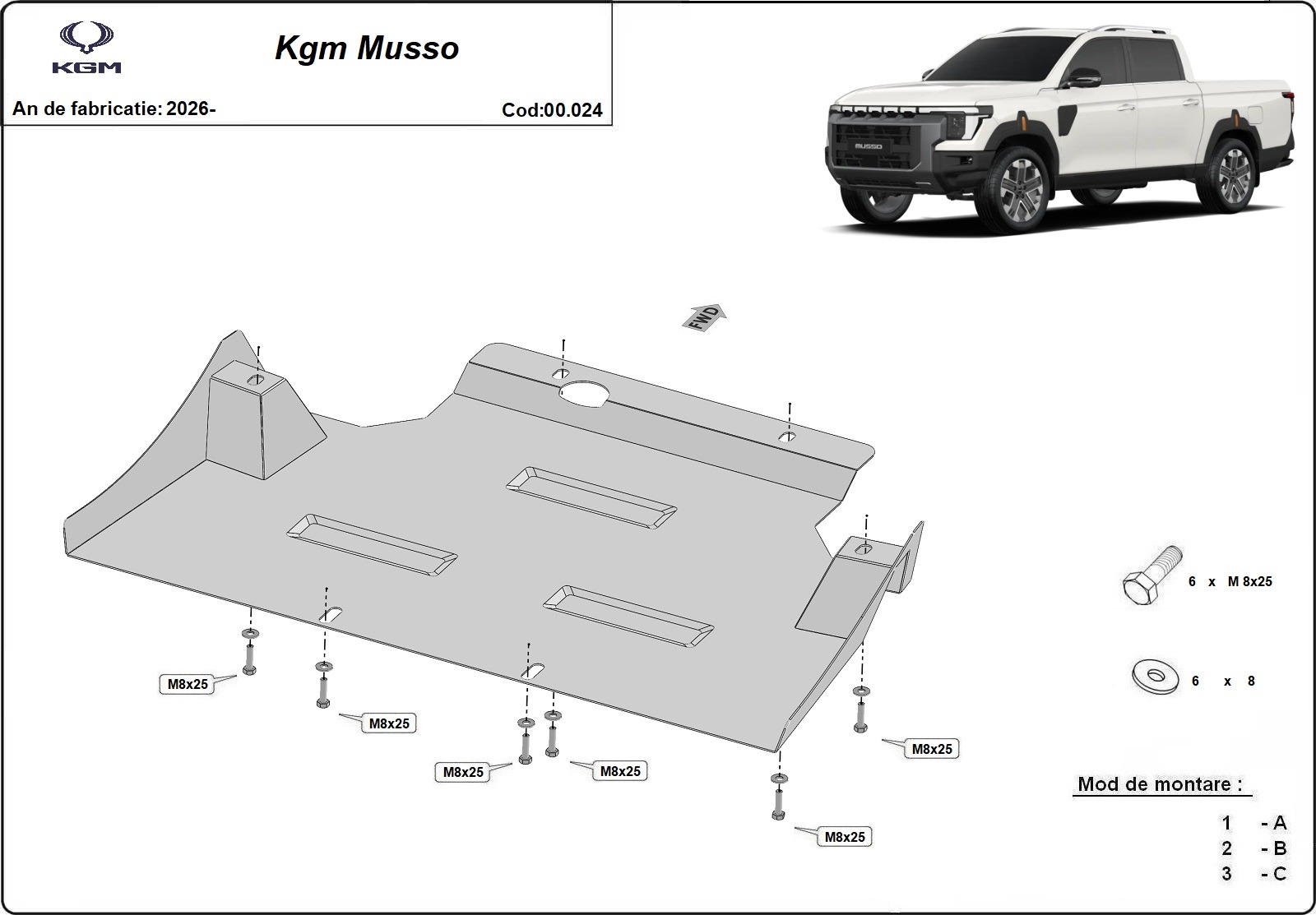 Bunnplate Stål Girkasse | KGM Musso (2026-2026) - 3