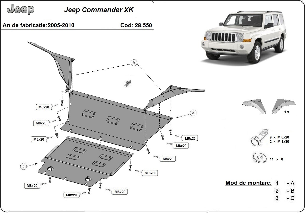 Skid Plate Acciaio Motore+ | Jeep Commander (2005-2010) - 3