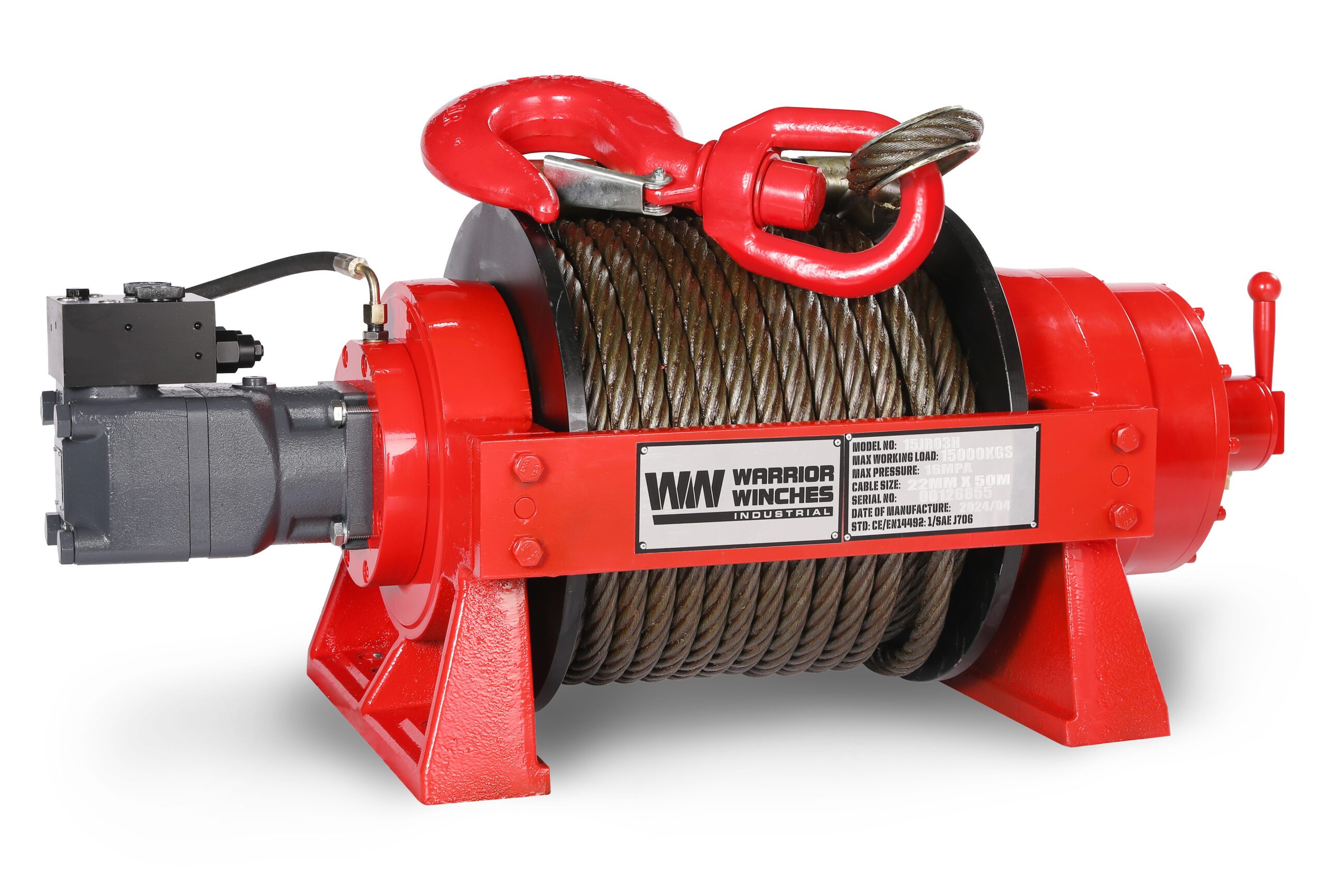 Hydraulisk Vinsch Warrior Winches JR 15 Industriell Hydraulisk Vinsch