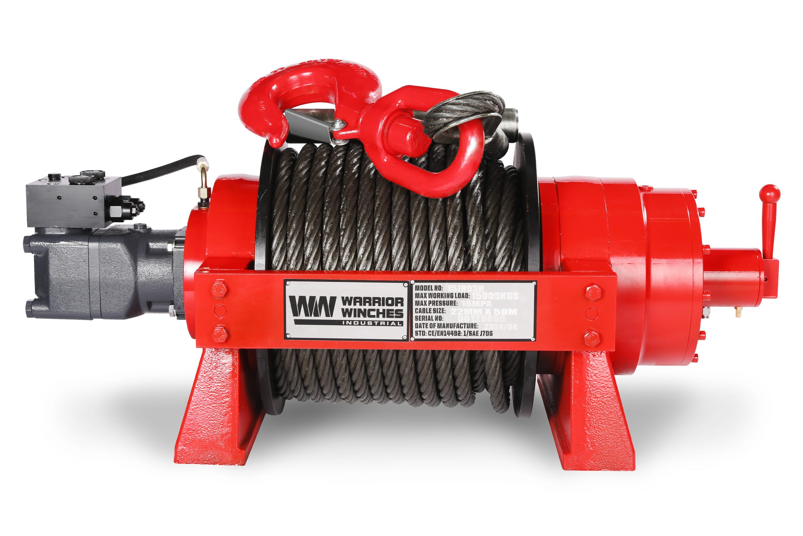 Hydraulisk Vinsch Warrior Winches JR 15 Industriell Hydraulisk Vinsch - 3