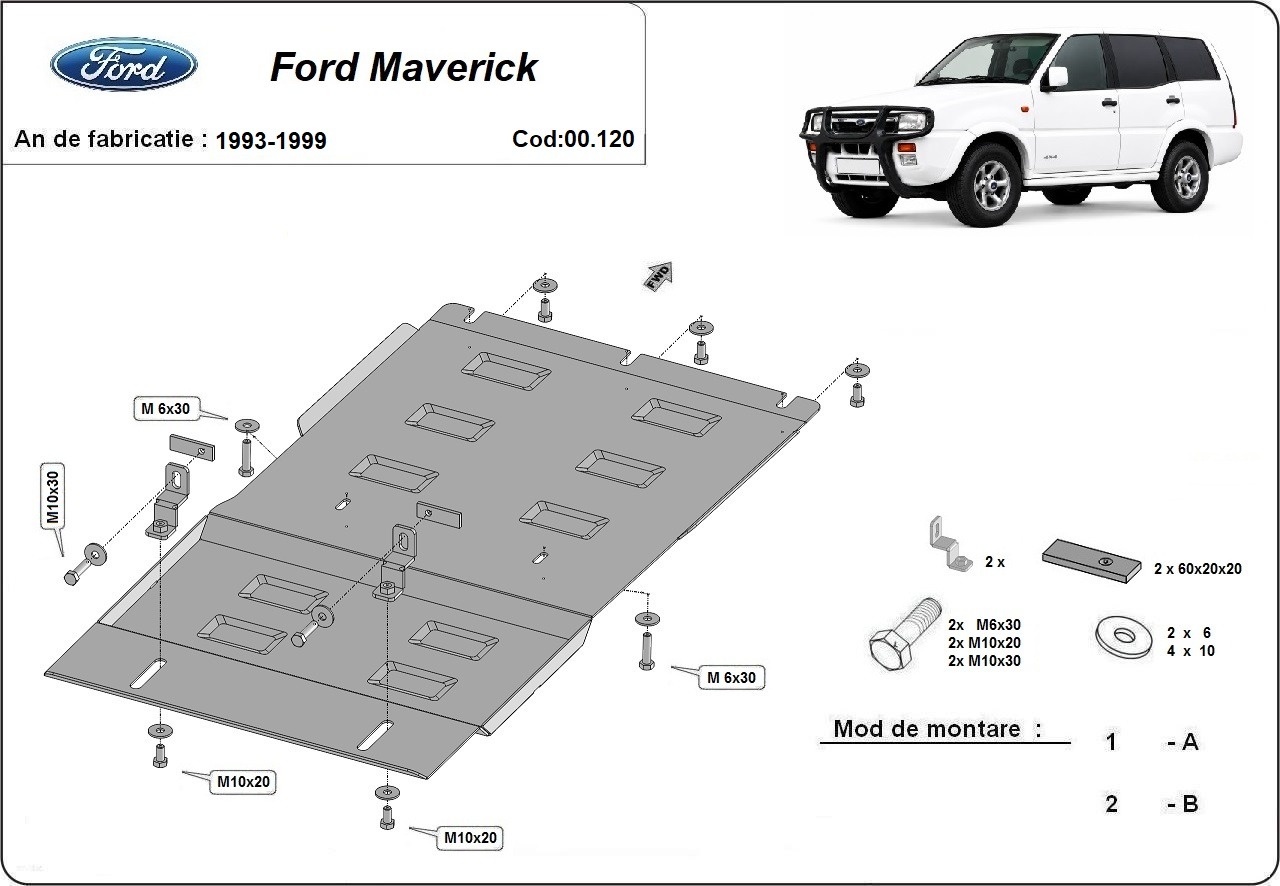 Stalowa osłona podwozia skrzyni biegów | Ford Maverick (1993-1999) - 3