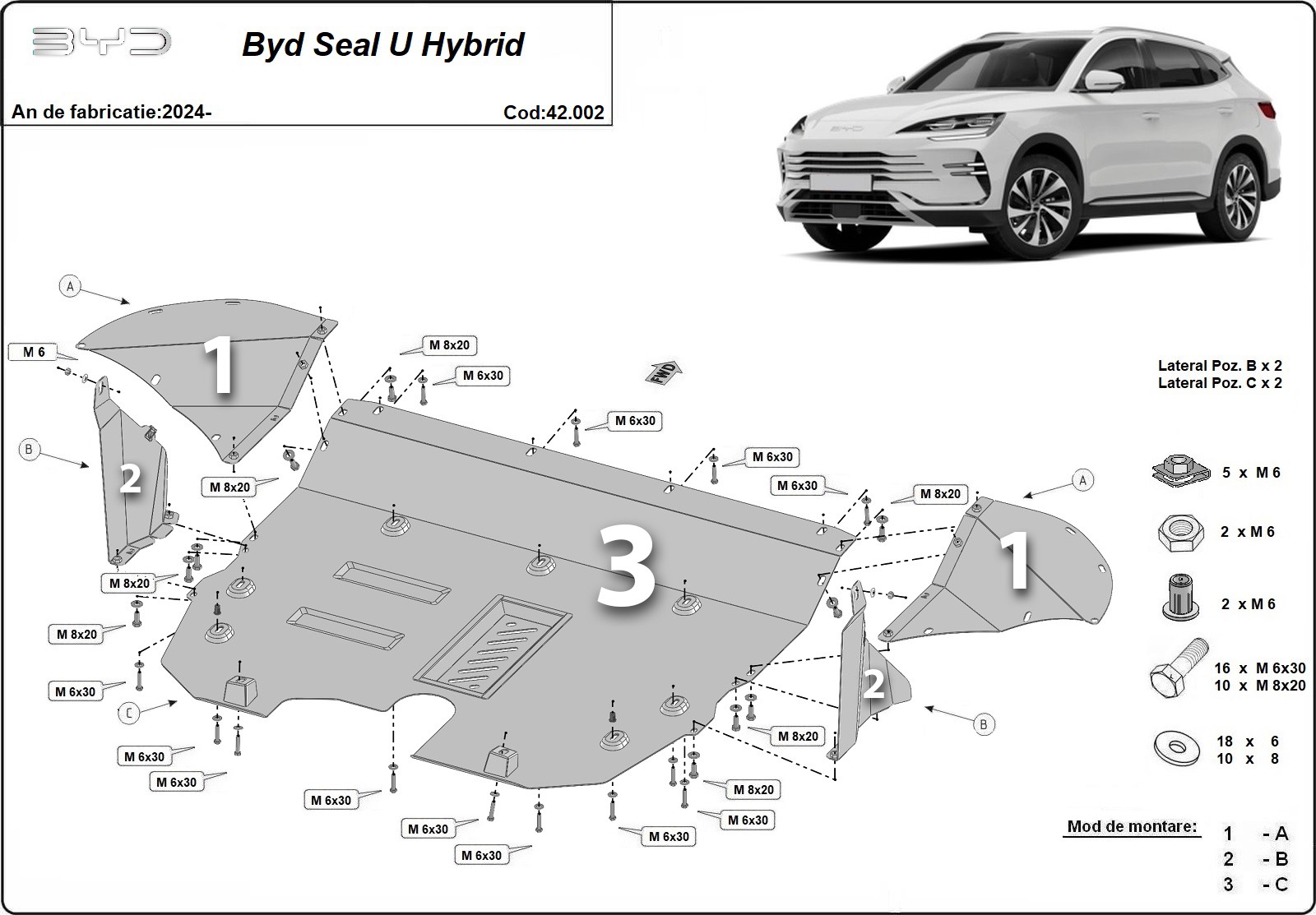 Skid Plate Steel Engine+ | BYD Seal U DM-i (2024-2026) - 3
