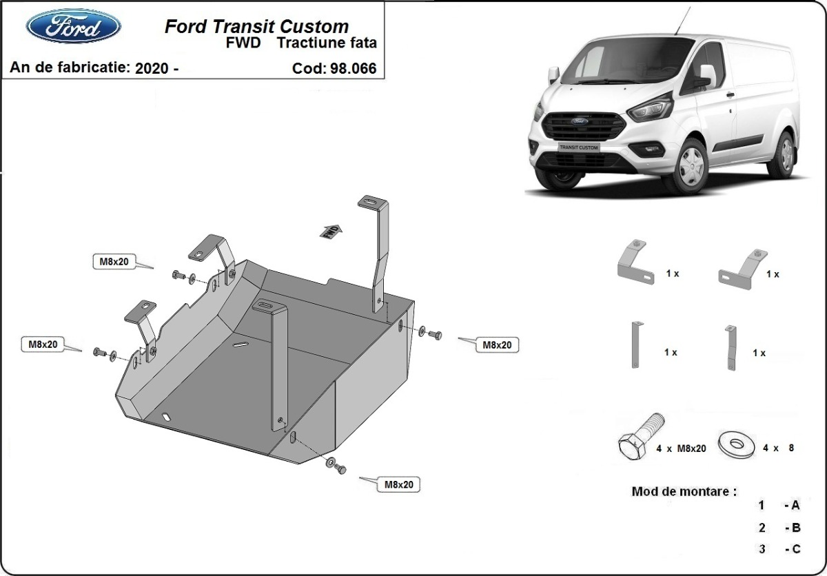 Proteção inferior Aço AdBlue | Ford Transit Custom (2020-2023) - 3