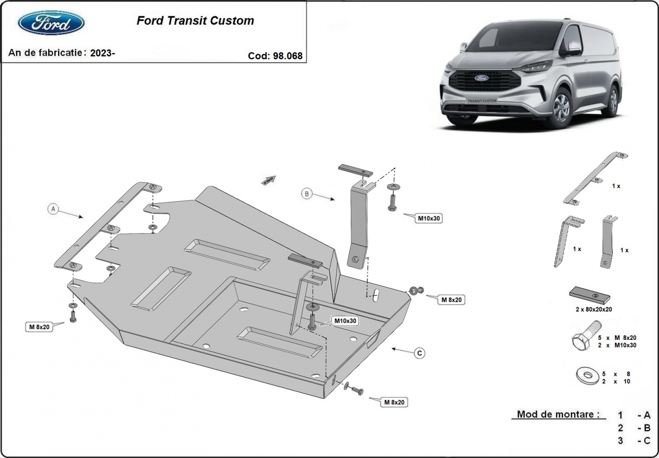 Bundplade Stål AdBlue | Ford Transit Custom (2023-2026) - 3