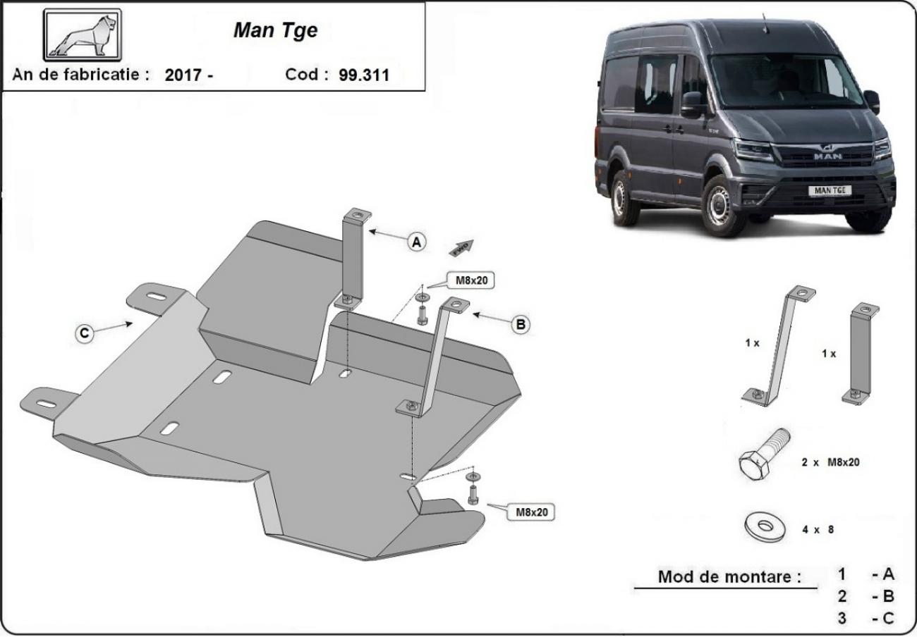 Bunnplate Stål AdBlue | Man TGE / 18 L (2017-2020) - 3