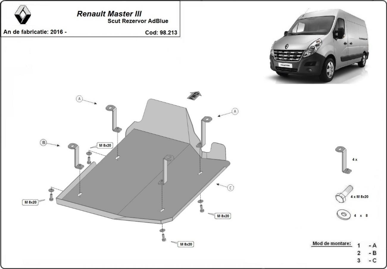 Bundplade Stål AdBlue | Renault Master 3 - Model 1 (2016-2021) - 3