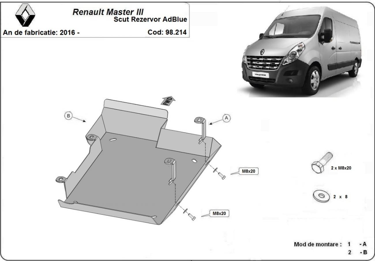 Bundplade Stål AdBlue | Renault Master 3 - Model 2 (2016-2021) - 3