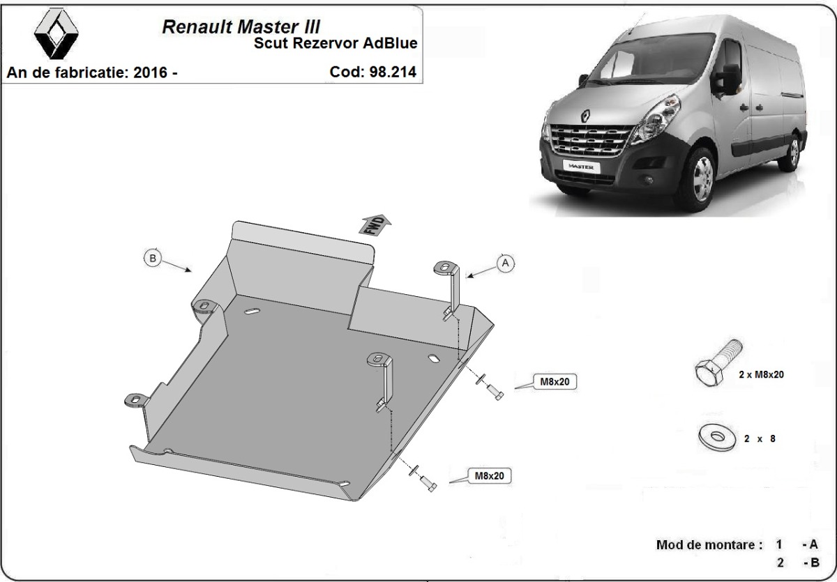 Unterfahrschutz Stahl AdBlue | Renault Master 3 - Model 2 (2016-2021) - 3