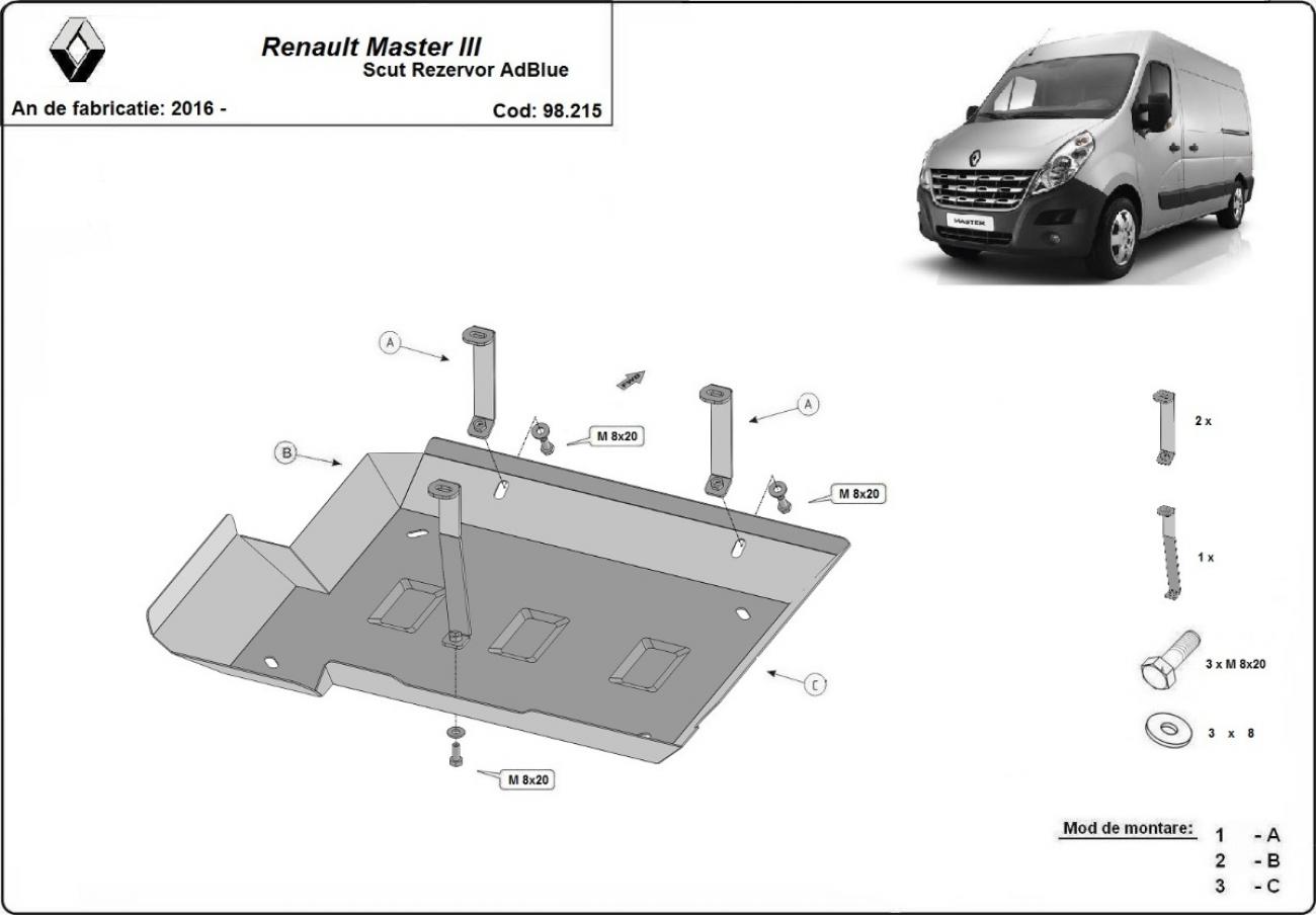 Hasplåt Stål AdBlue | Renault Master 3 - Model 3 (2016-2021) - 3