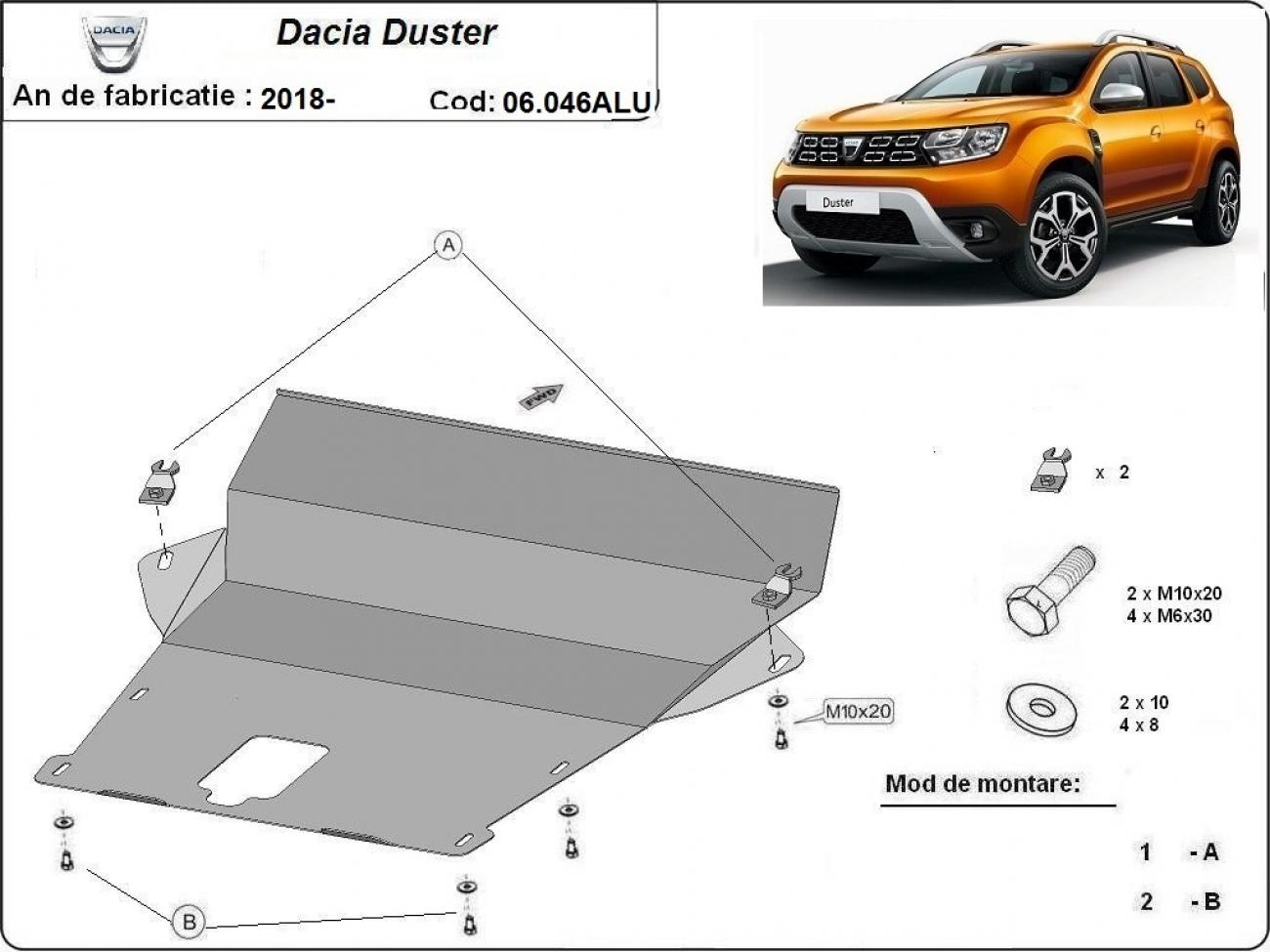 Hasplåt Aluminium Motor+ | Dacia Duster (2018-2024) - 3
