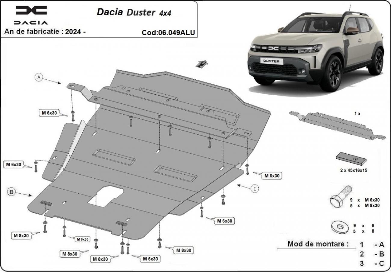 Bundplade Aluminium Motor+ | Dacia Duster- 4x4 (2024-2026) - 3