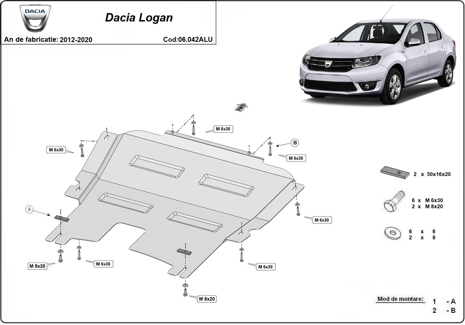 Proteção inferior em alumínio Motor+ | Dacia Logan 2 (2012-2020) - 3