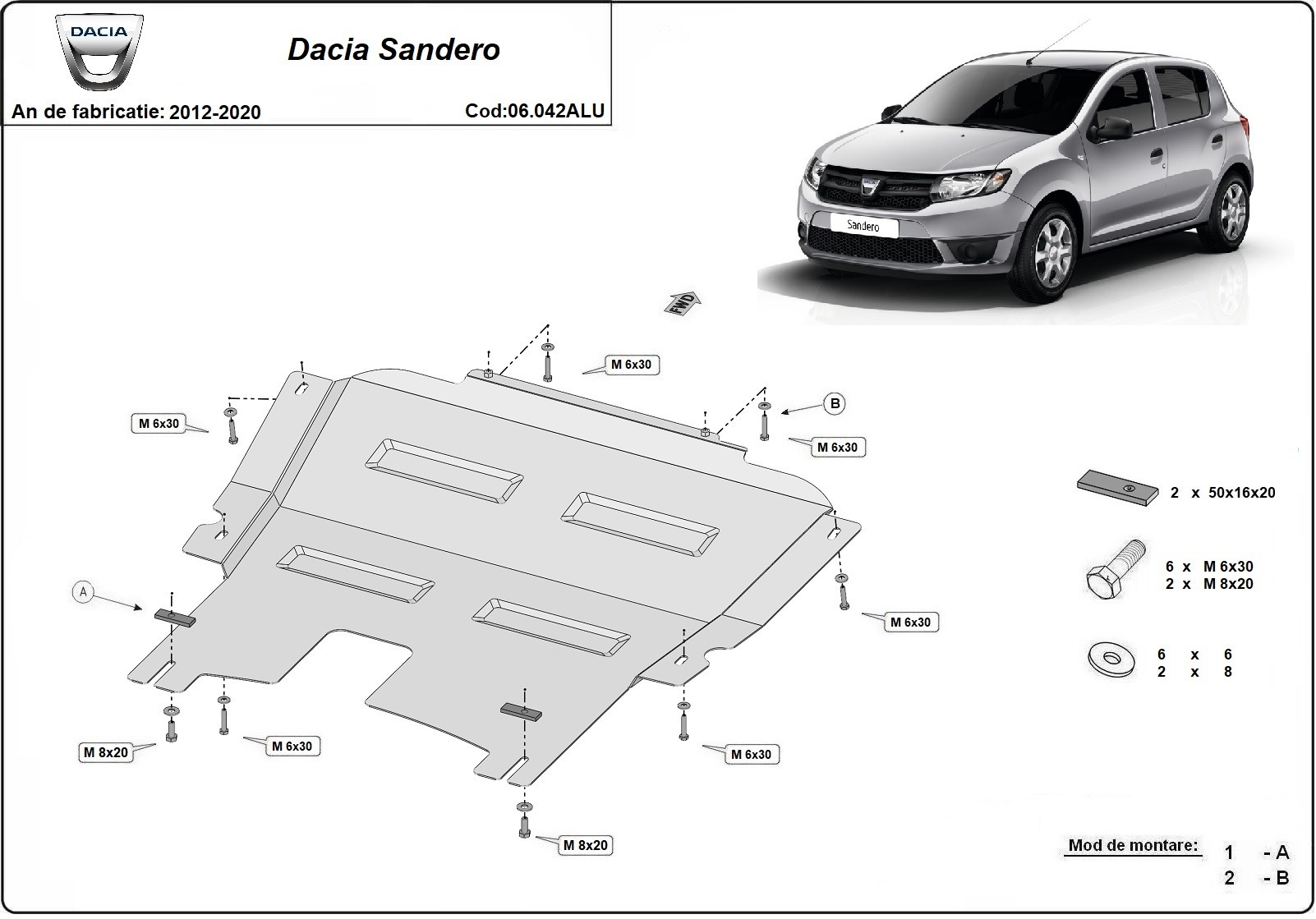 Skid plate Aluminium Engine+ | Dacia Sandero 2 (2012-2026) - 3