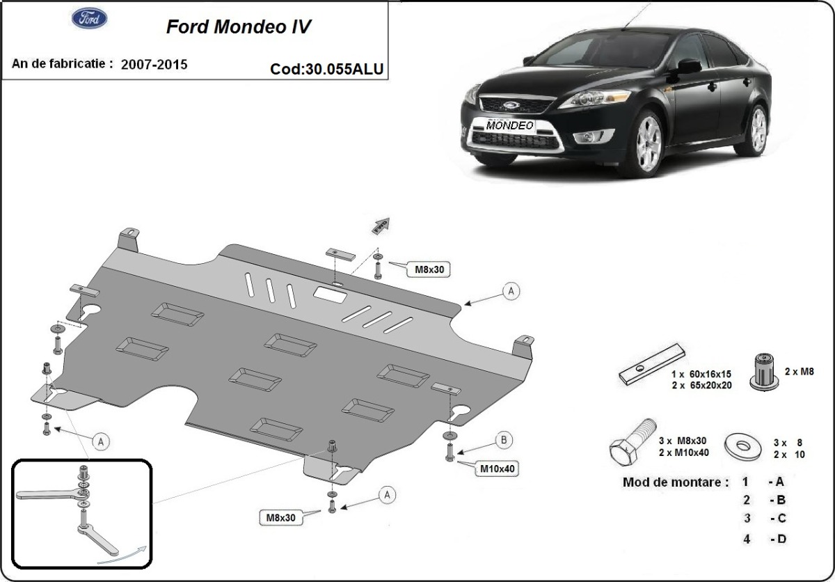 Aluminium-Unterfahrschutz Motor+ | Ford Mondeo 4 (2007-2015) - 3