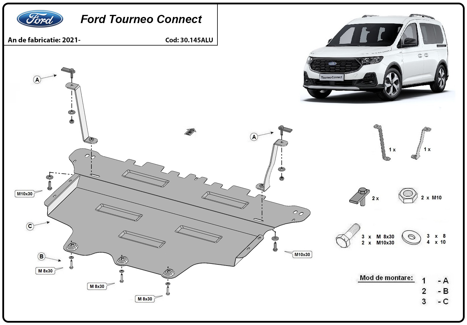 Aluminiowa osłona podwozia silnika+ | Ford Tourneo Connect (2021-2026) - 3