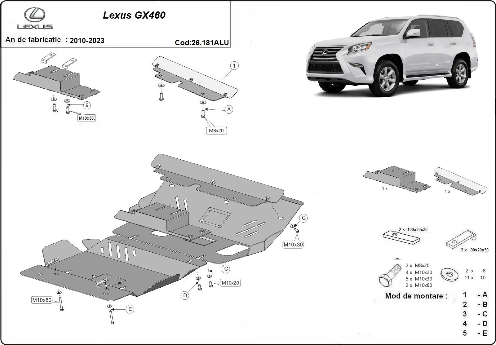 Protector inferior de aluminio Motor+ | Lexus GX460 (2010-2026) - 3