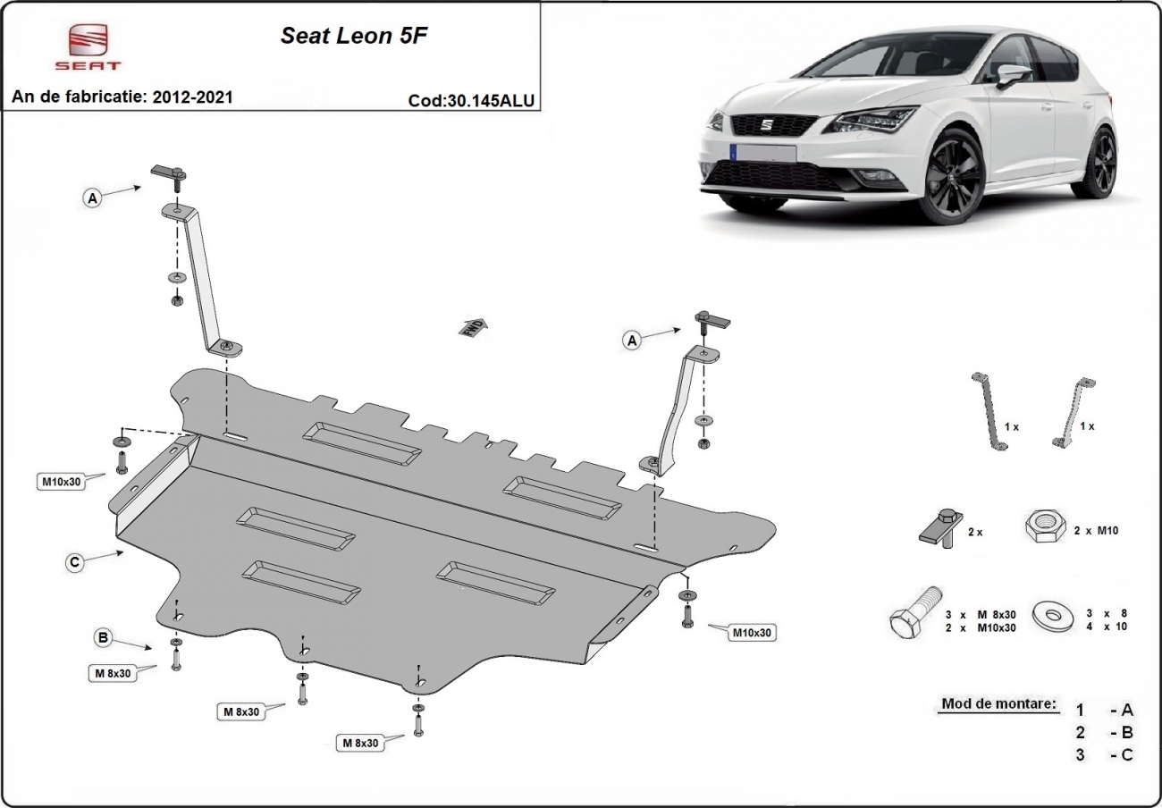 Bundplade Aluminium Motor+ | Seat Leon Mk3 5F (2012-2021) - 3
