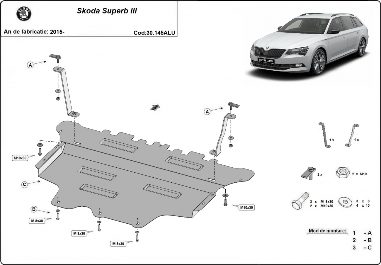 Bundplade Aluminium Motor+ | Skoda Superb III (2015-2026) - 3