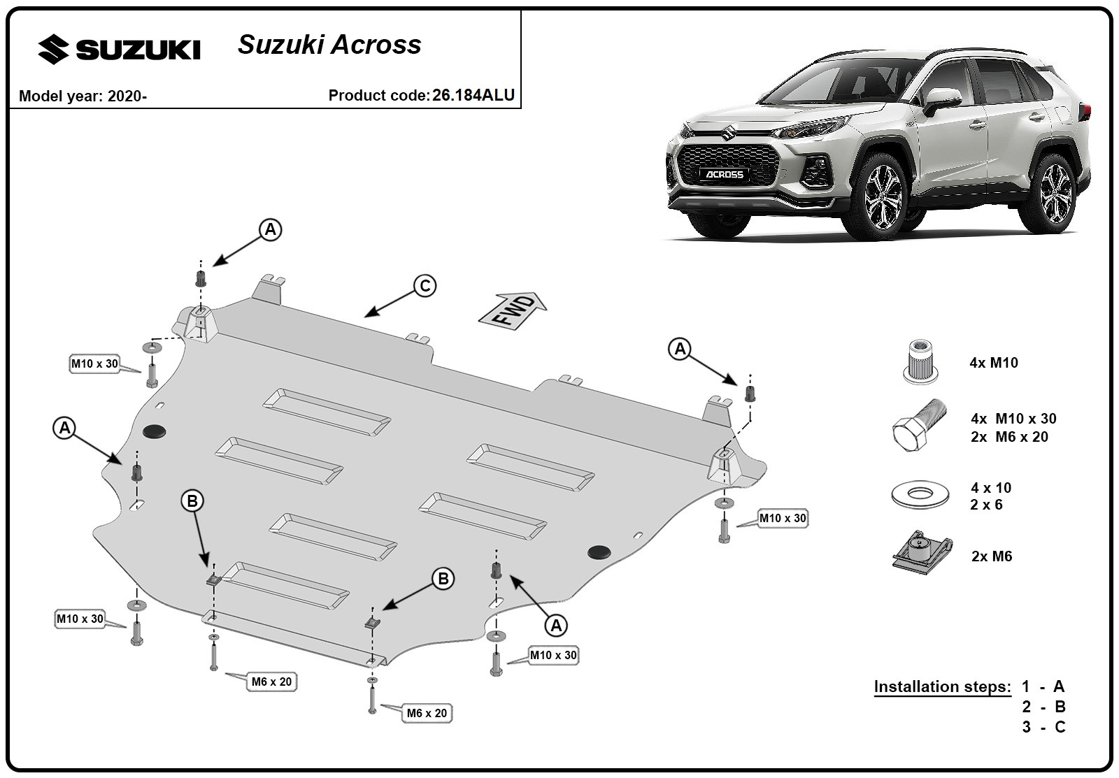 Protezione inferiore in alluminio Motore+ | Suzuki Across (2020-2026) - 3