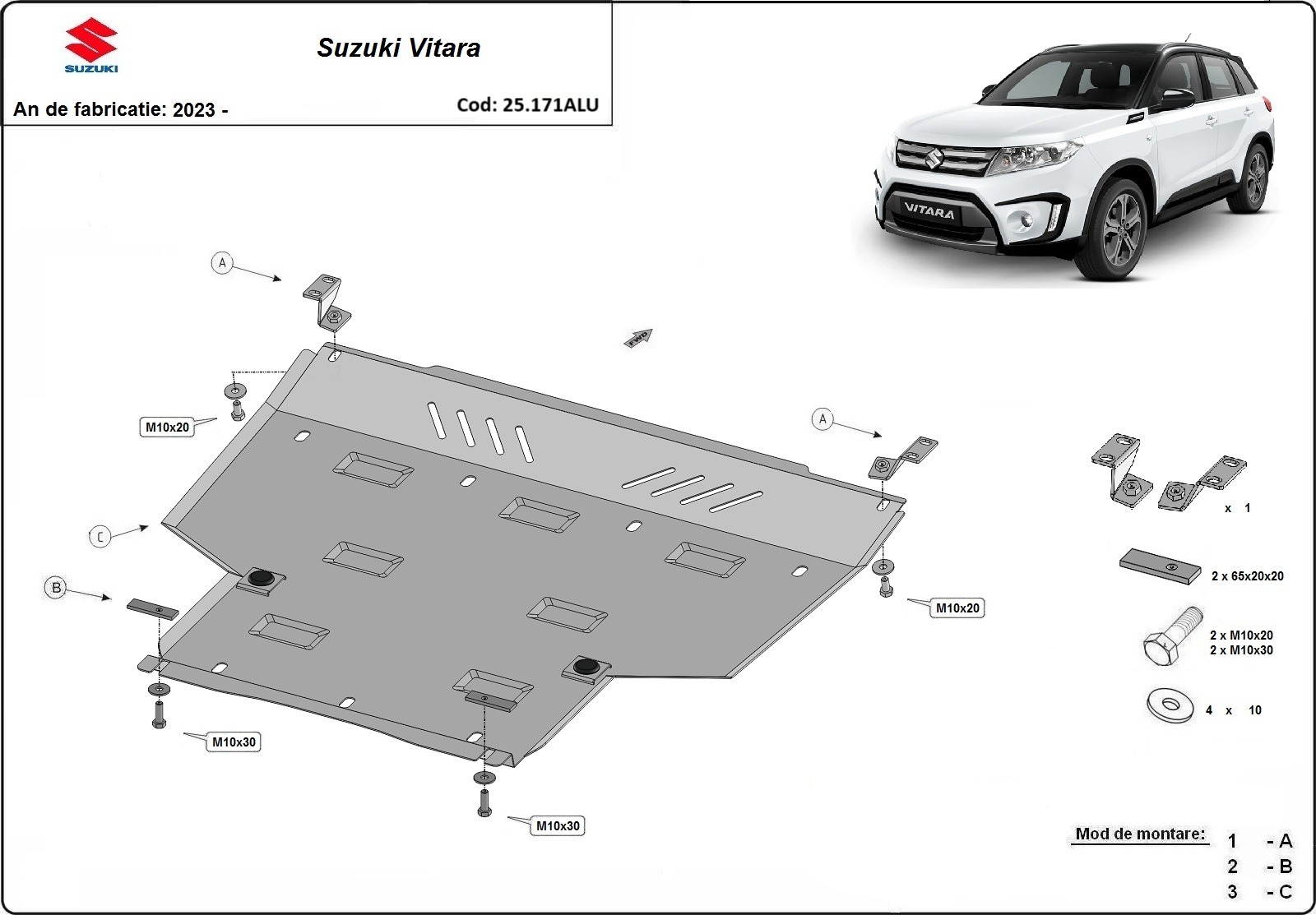 Protection inférieure en aluminium Moteur+ | Suzuki Vitara (2023-2026) - 3