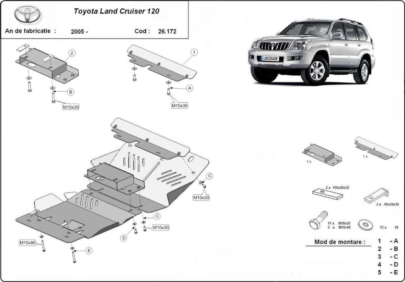 Pohjapanssari Aluminium Moottori+ | Toyota Land Cruiser J120 (2002-2009) - 3